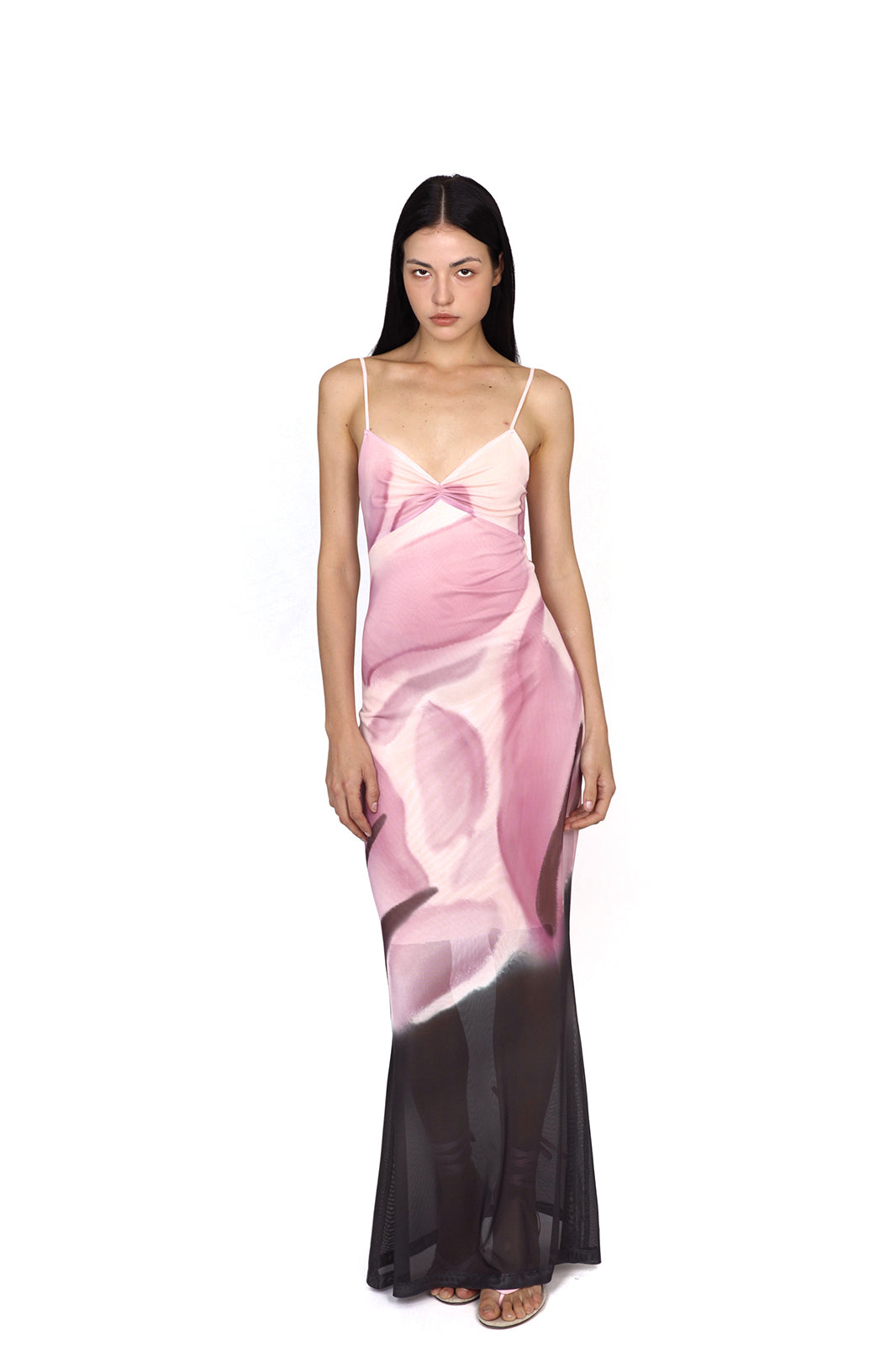 SCARLET SAGE Gradient Mesh Fitted Fishtail Dress