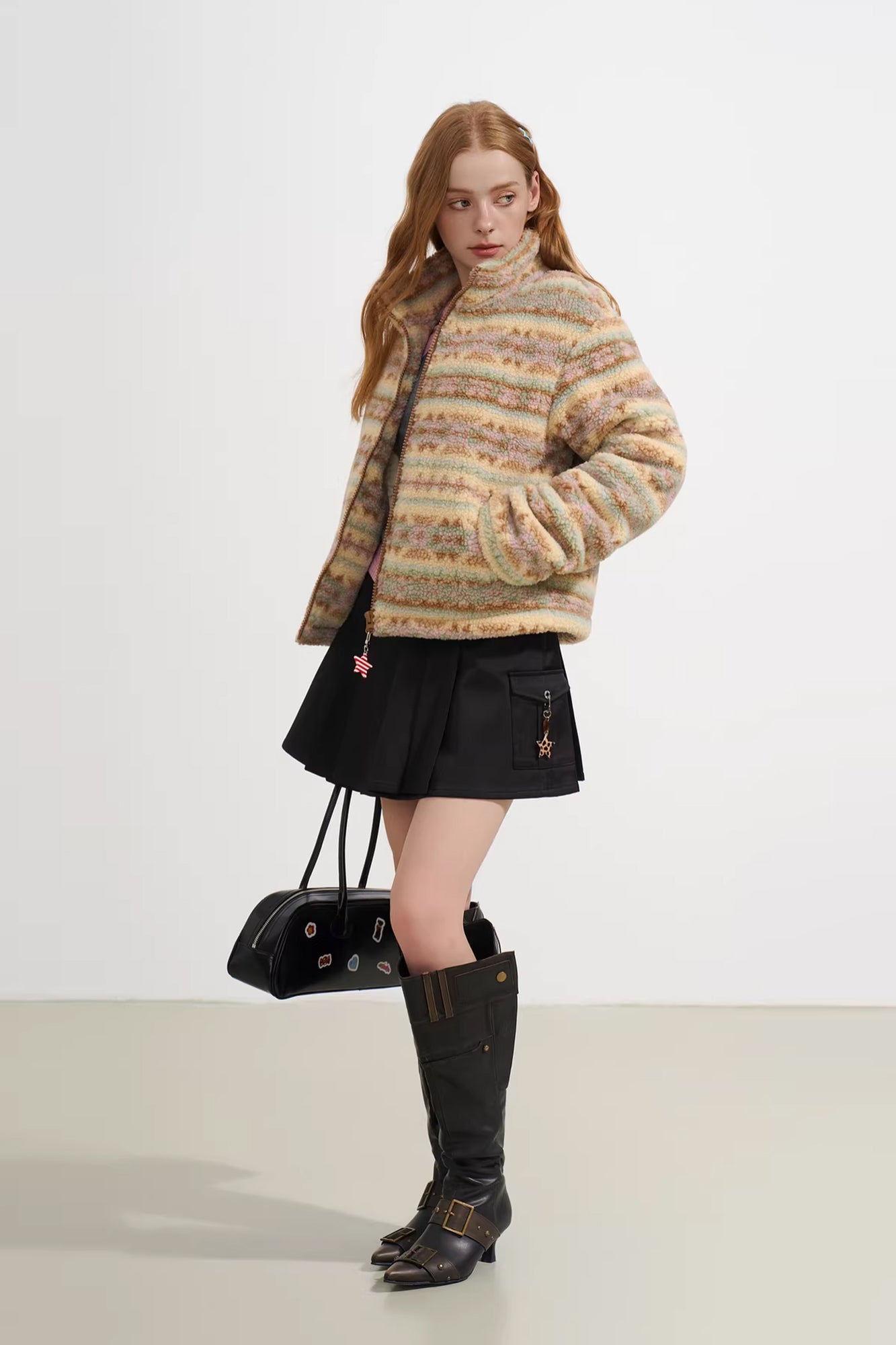 SOFITTE Stripes Fair Isle Faux-Shearling Jacket