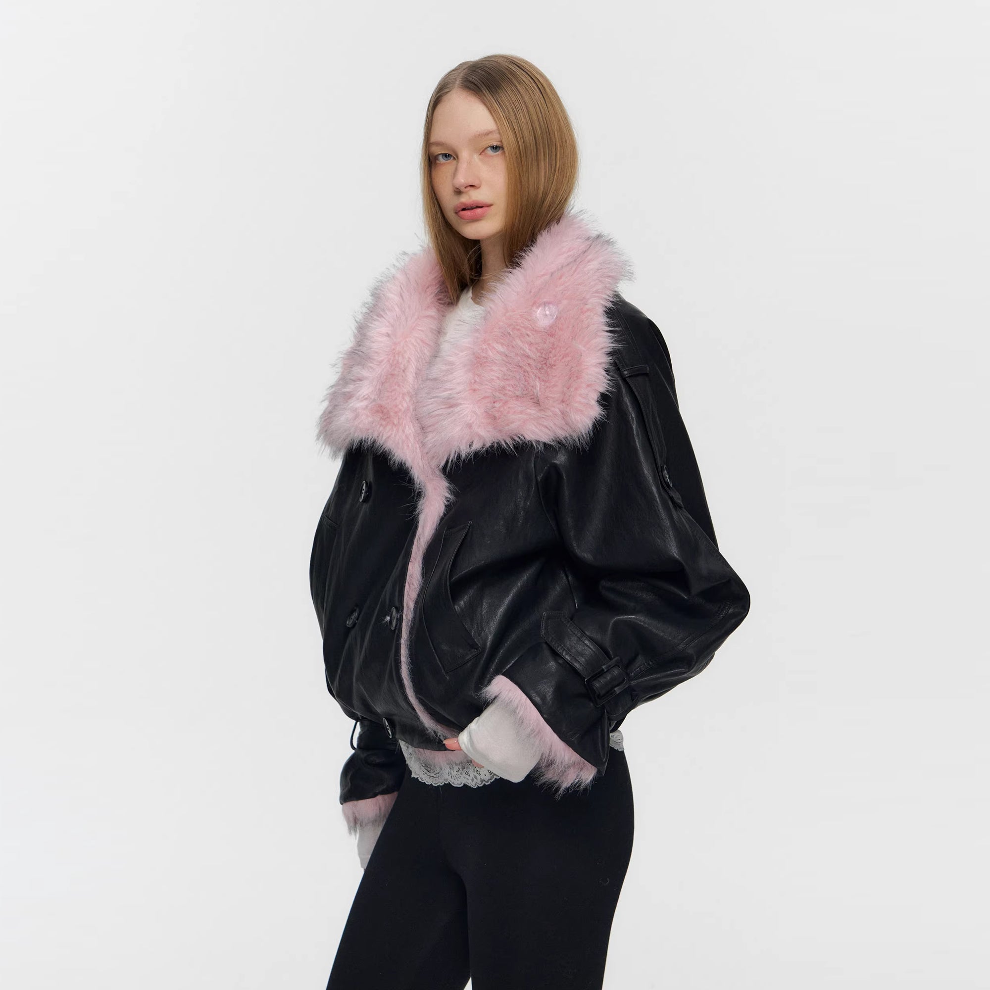 10AMSOTIIIIIIRED Reversible Faux-Leather & Faux-Fur Biker Jacket