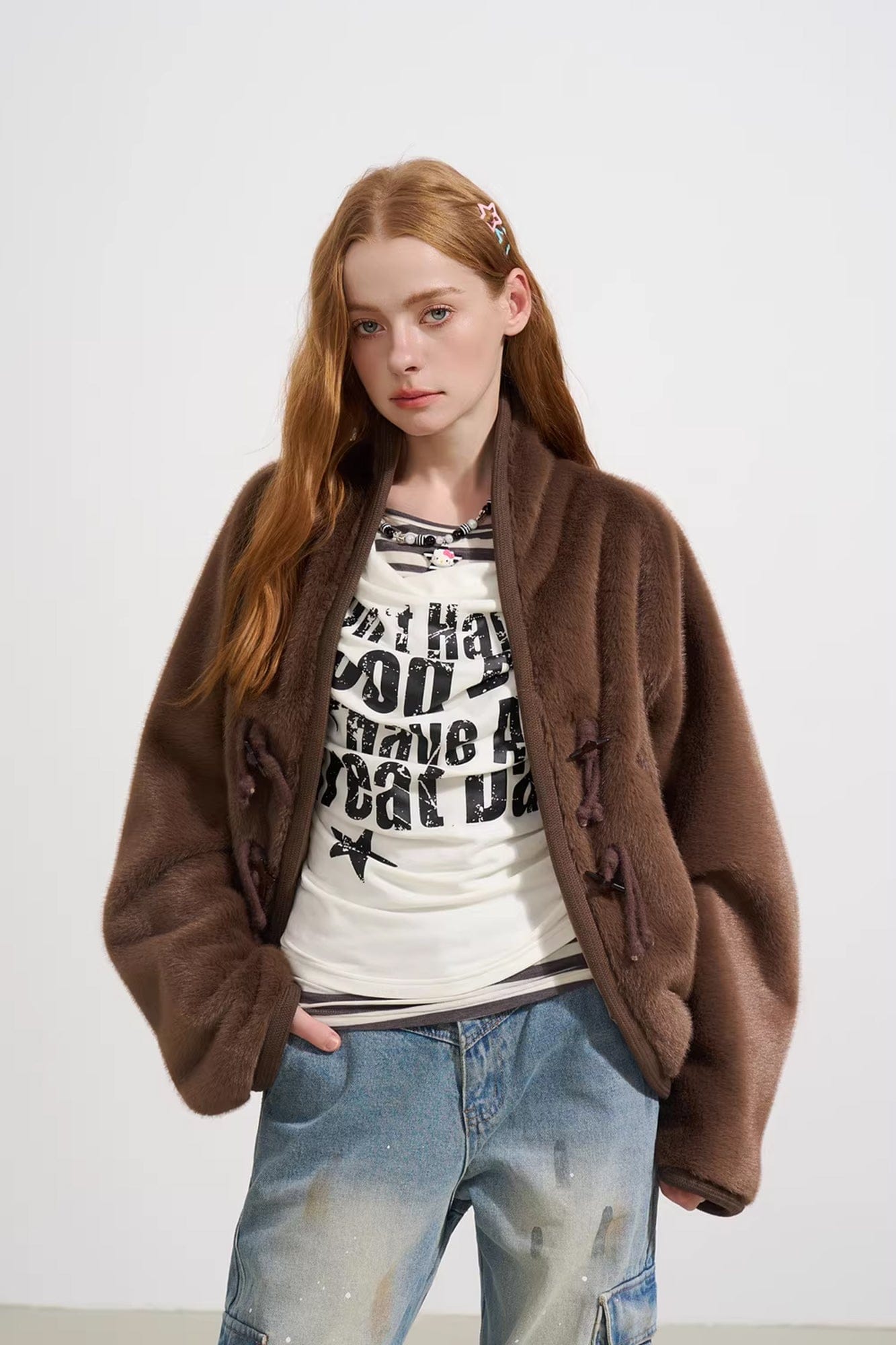 SOFITTE Toggle Faux-Fur Drop-Shoulder Oversized Jacket