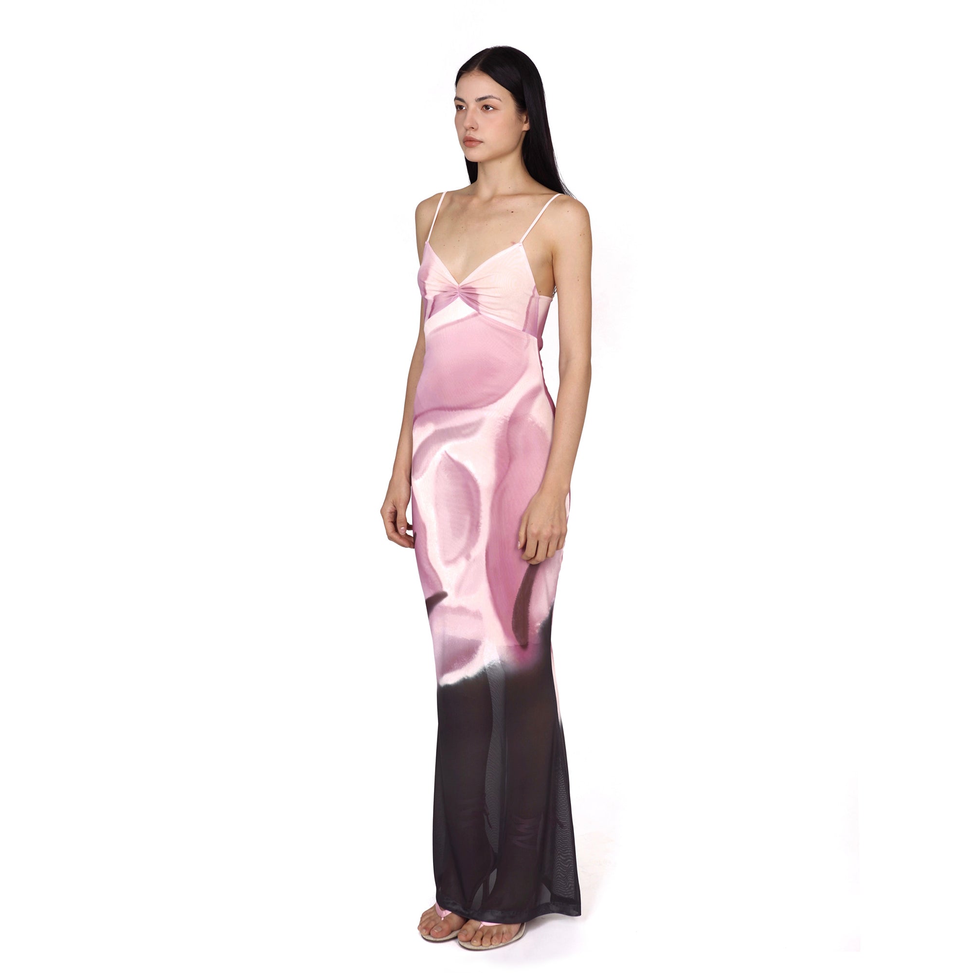 SCARLET SAGE Gradient Mesh Fitted Fishtail Dress
