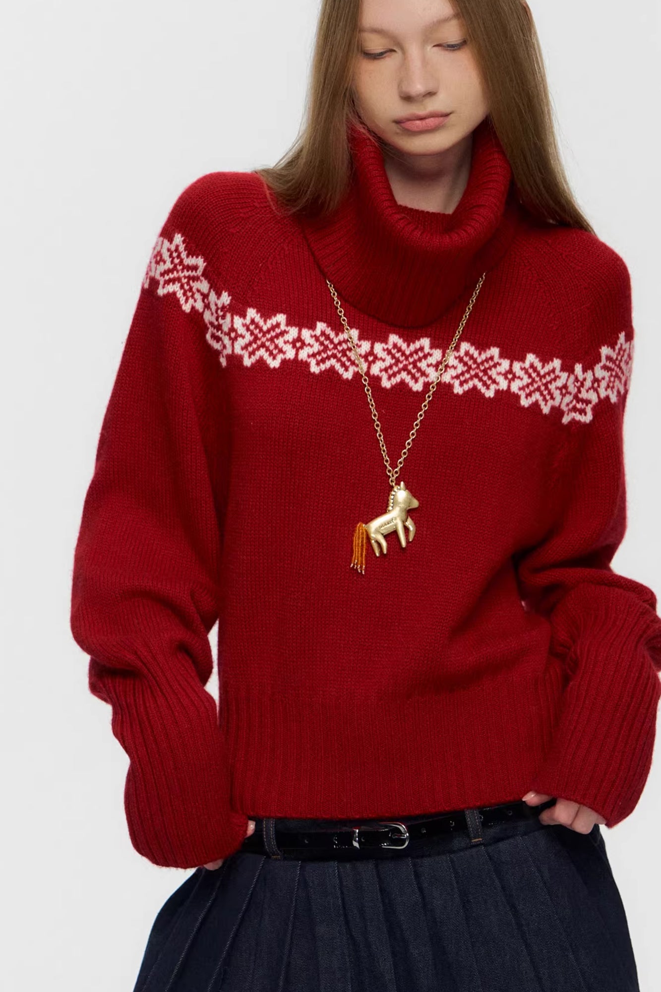 10AMSOTIIIIIIRED Detachable Turtleneck Wool-Blend Fair Isle Sweater