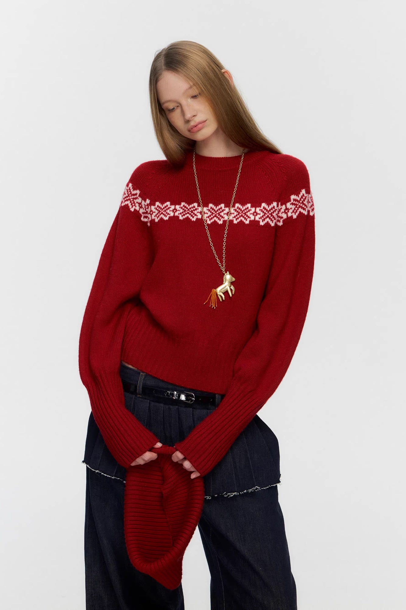 10AMSOTIIIIIIRED Detachable Turtleneck Wool-Blend Fair Isle Sweater