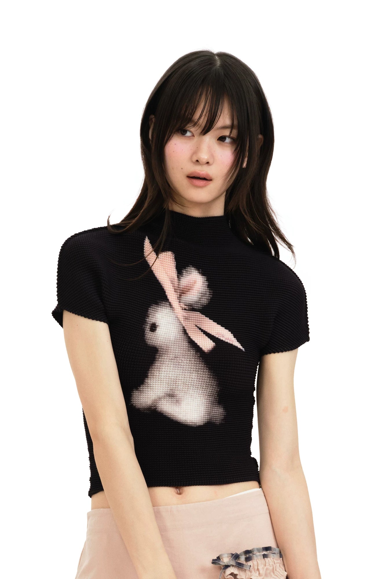 MOF Bunny Graphic Pleated T-Shirt