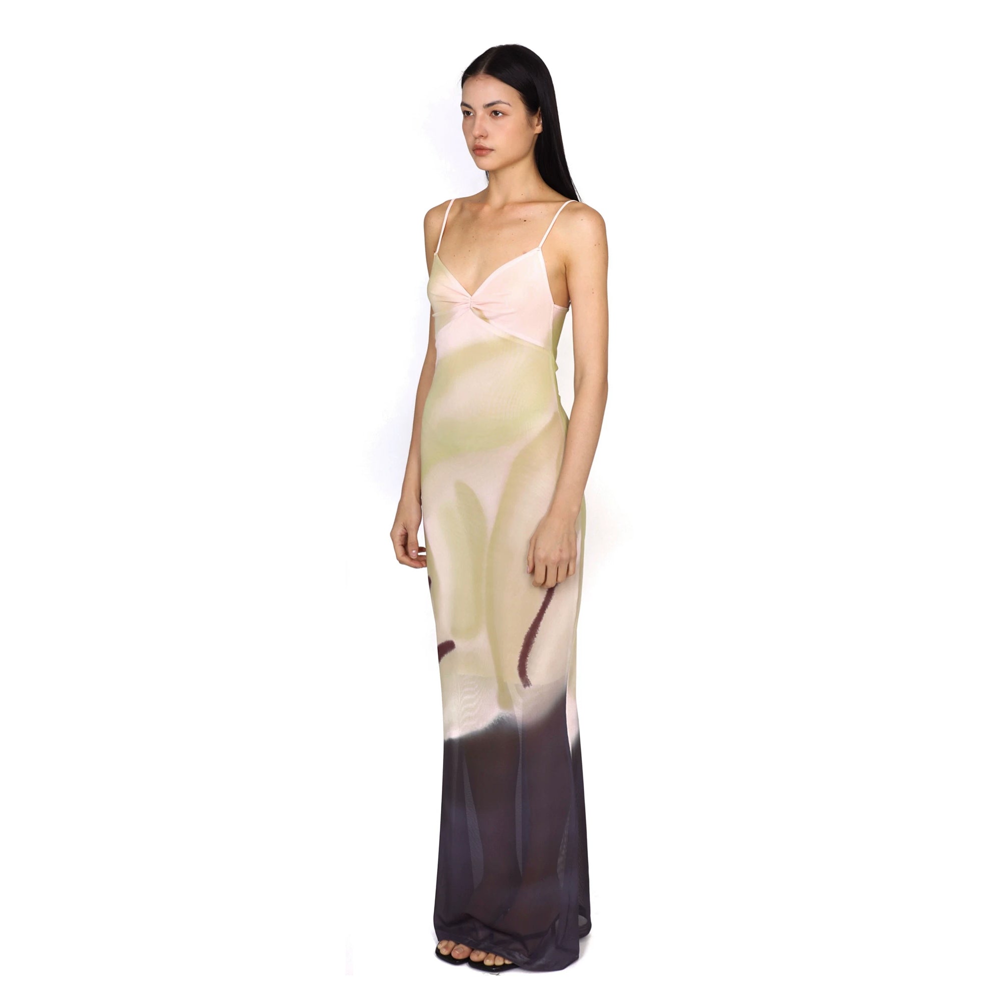 SCARLET SAGE Gradient Mesh Fitted Fishtail Dress