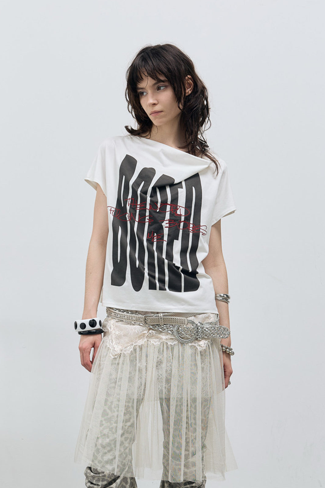 FULLTIDE BORED Graphic Asymmetrical T-Shirt