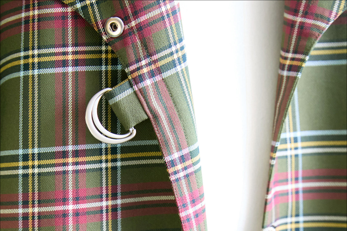 MXU Retro Plaid Deconstructed Trench Coat & Shorts Set
