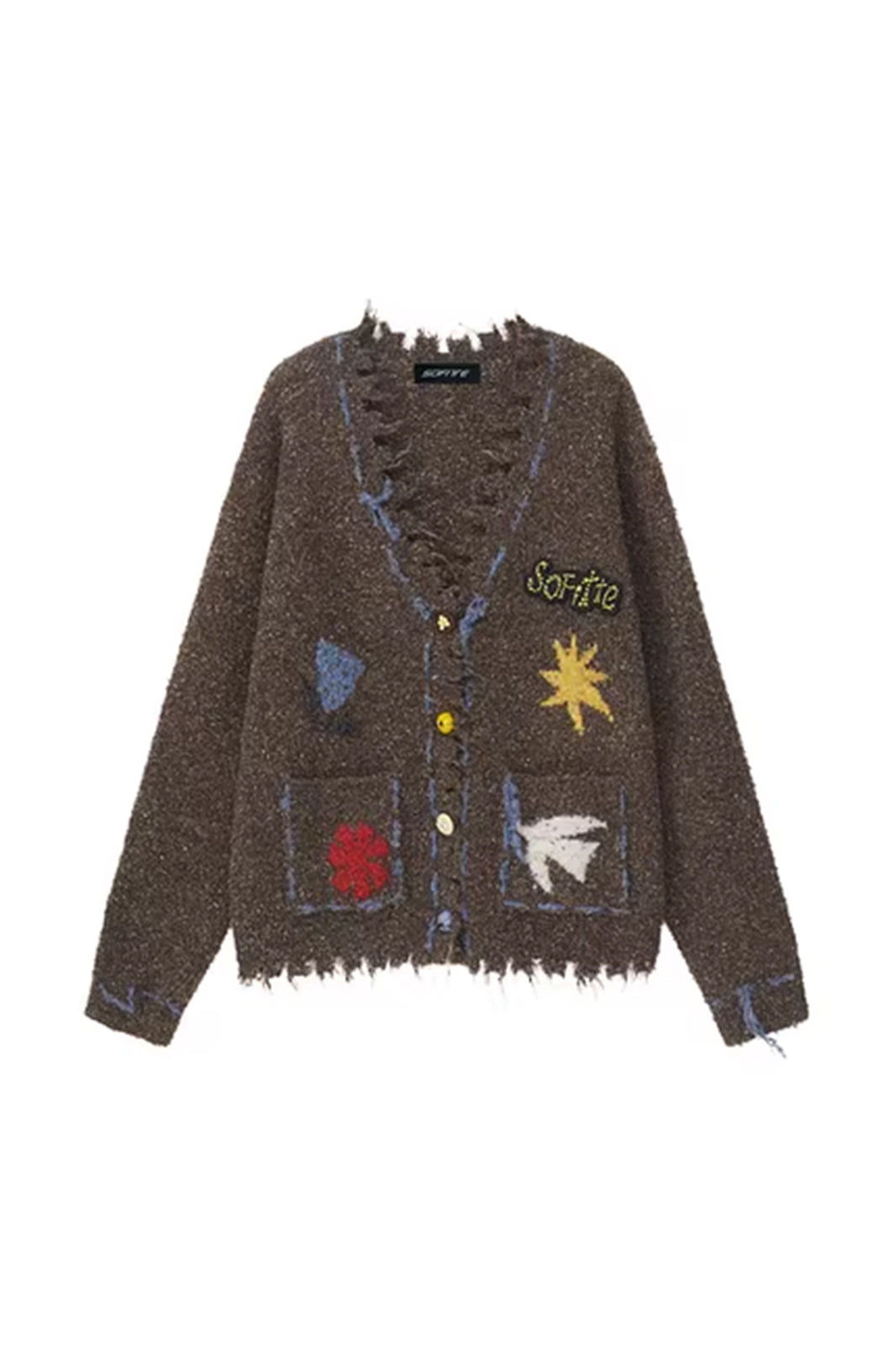 SOFITTE Intarsia Graphic Fringe-Trim Cardigan