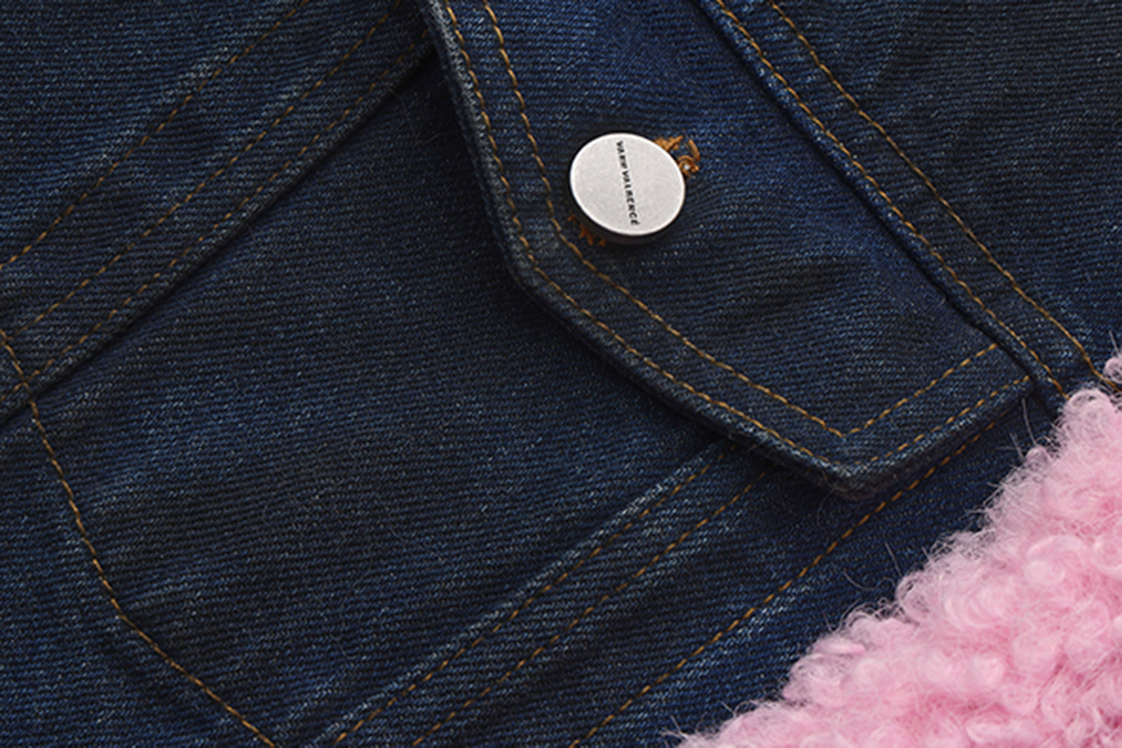 VANN VALRENCE Contrast Shearling-Lined Denim Jacket