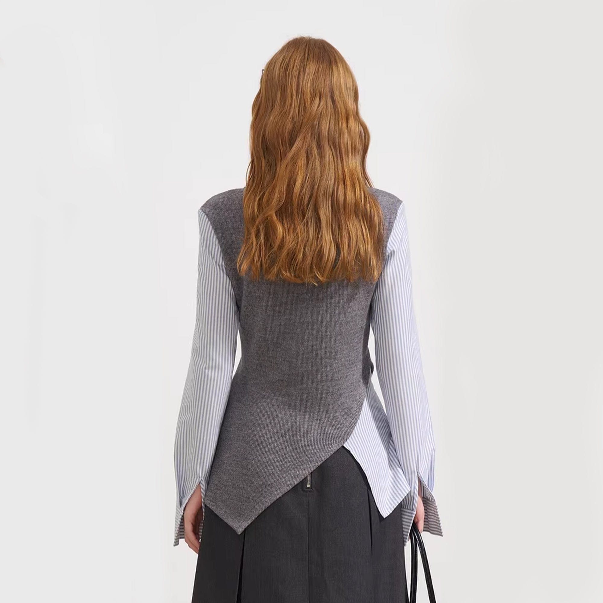 SOFITTE Asymmetric Faux-Layer Tie Graphic Knit Vest Shirt