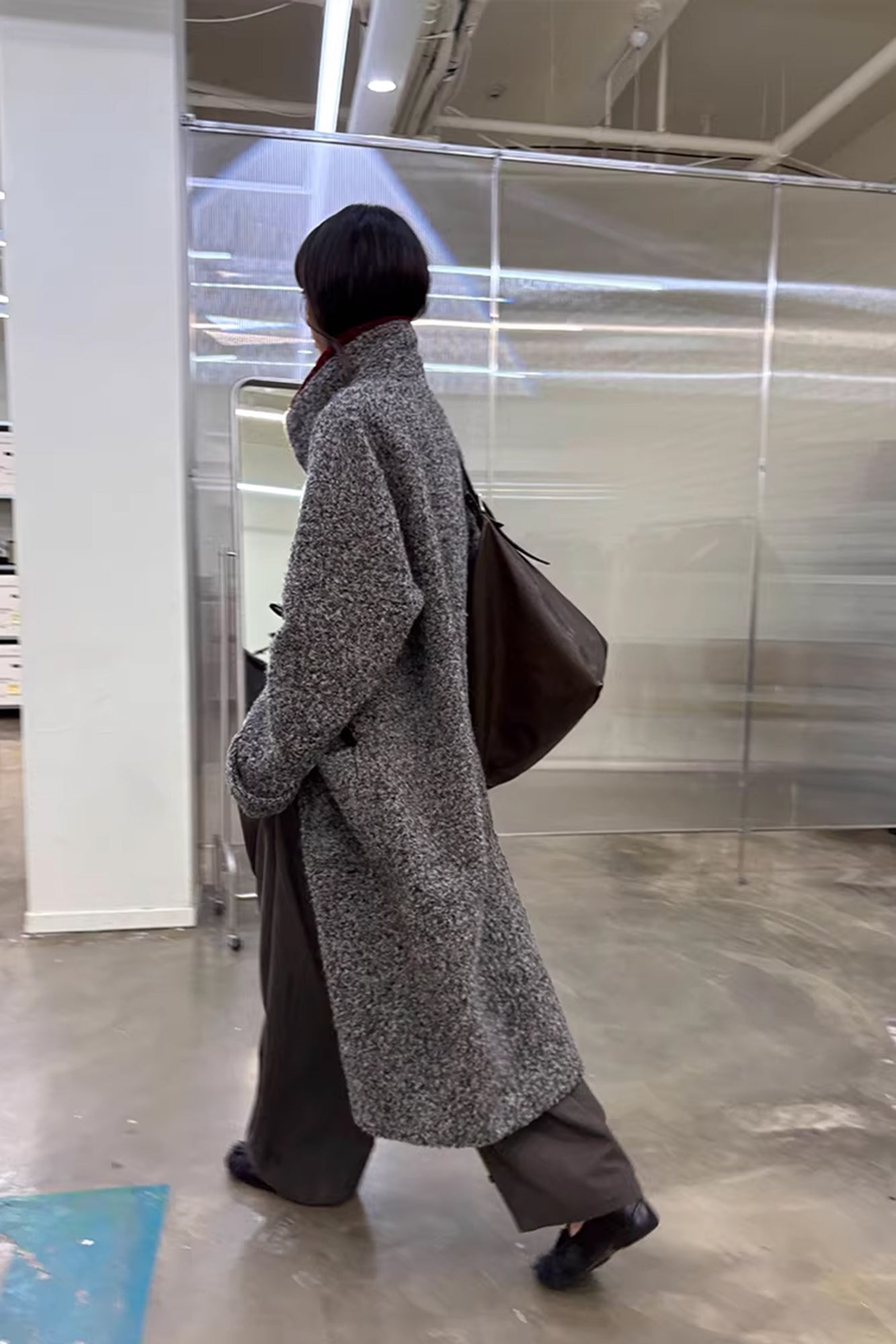 NEVERSEEZ Bouclé Wool-Blend Toggle Longline Coat