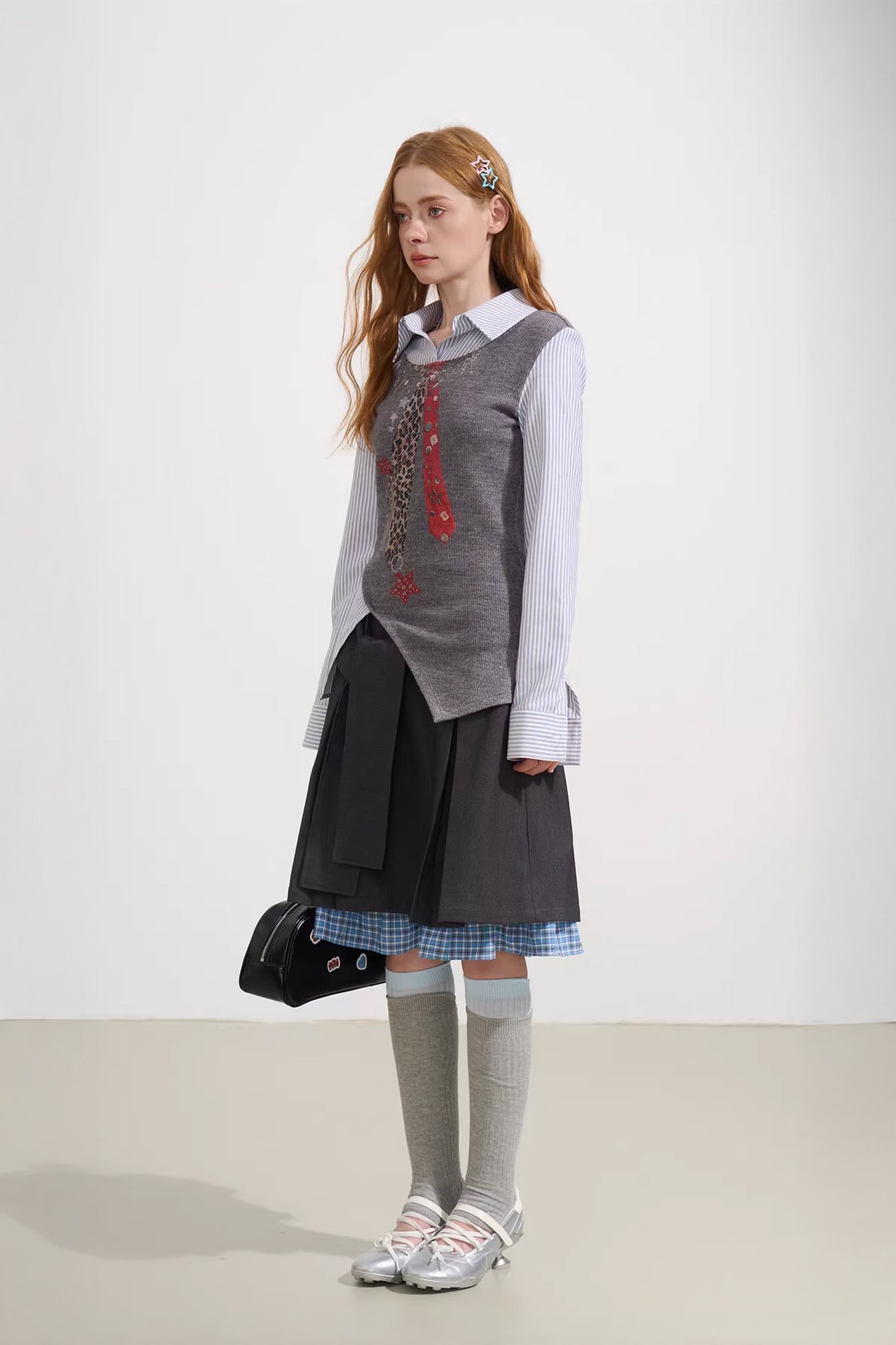 SOFITTE Tie-Waist Pleated Layered Mini Skirt