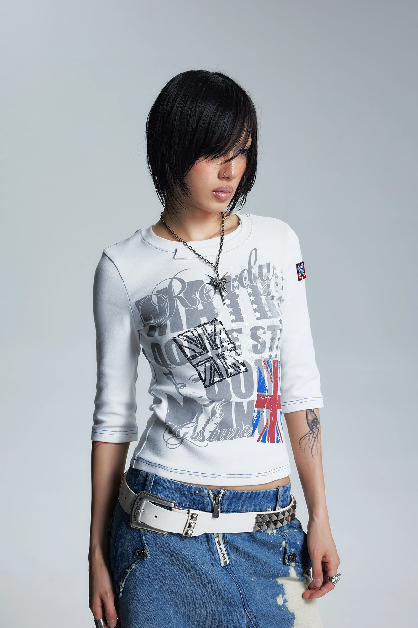 NONAME SPACE Union Jack Graphic Slim Tee