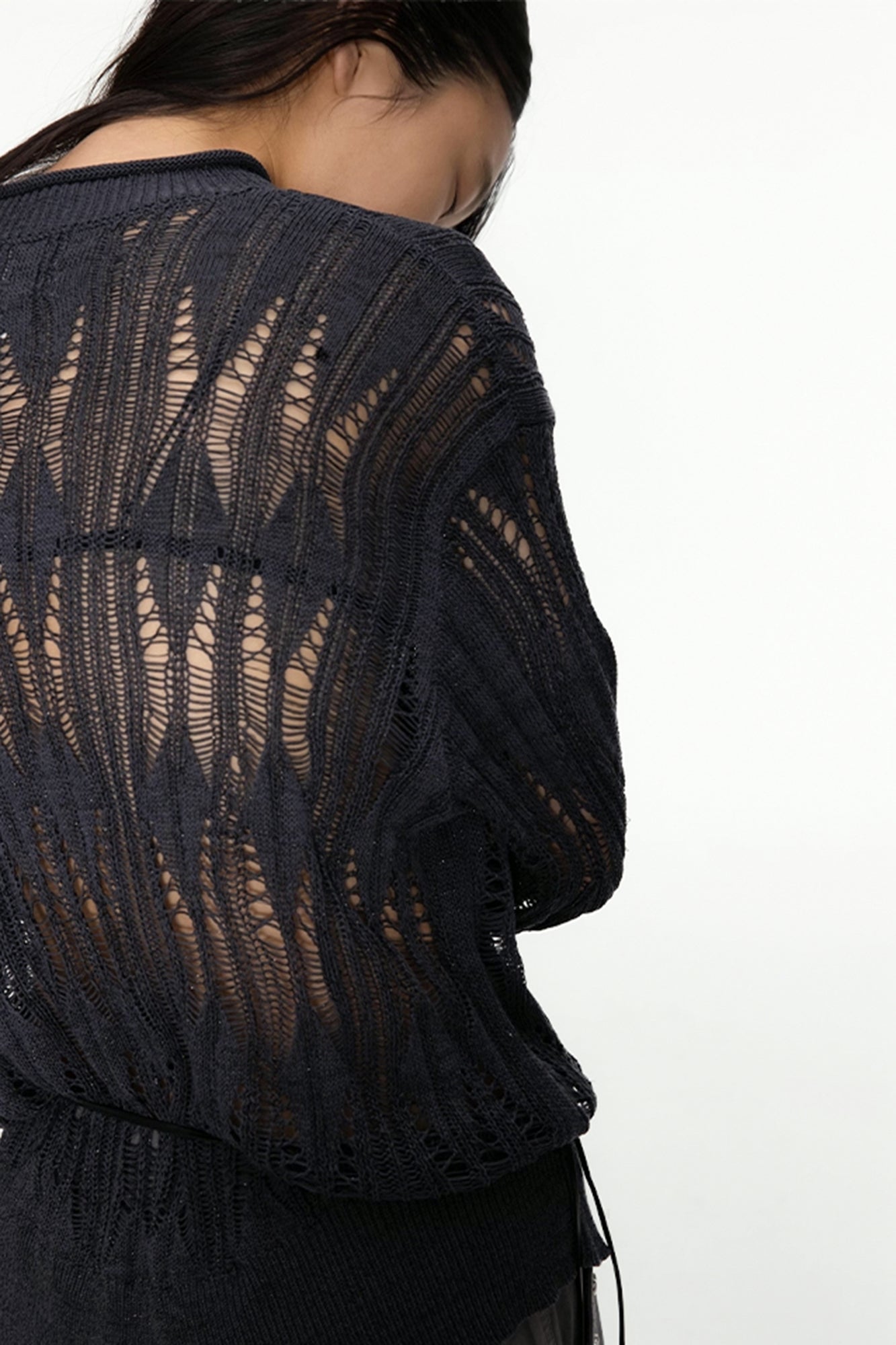 OINIMI Geometric Open-Knit Pullover