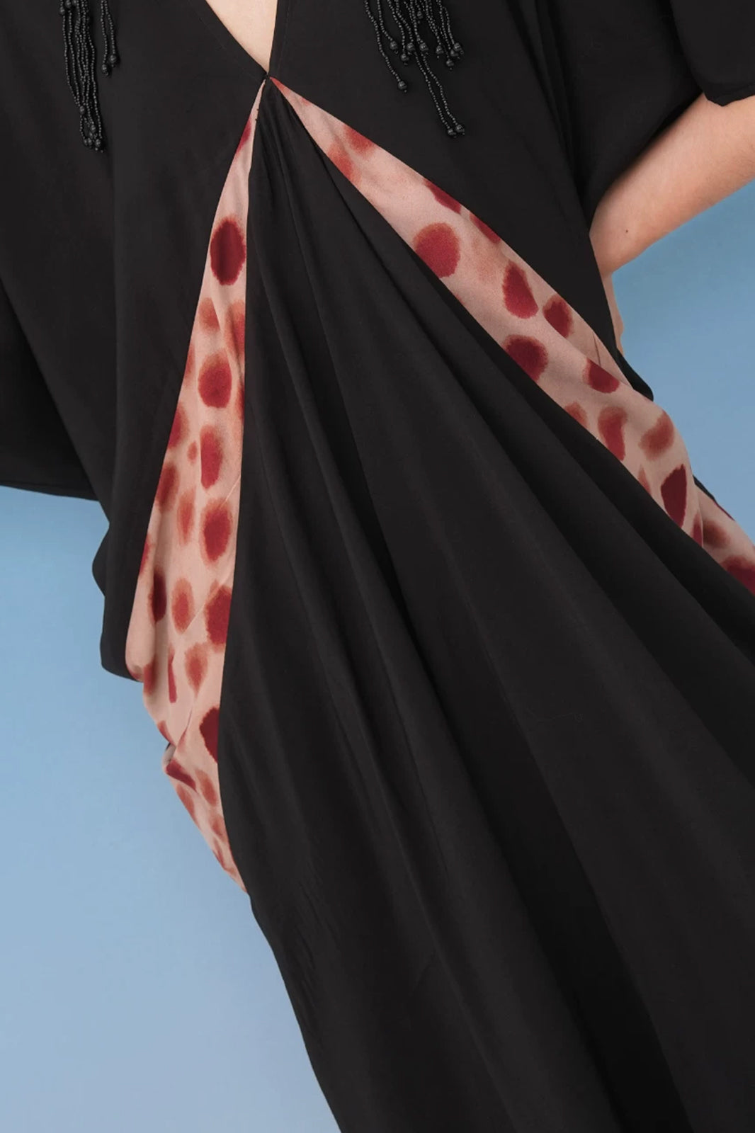 NOPMOB Dot Panel Draped Maxi Dress