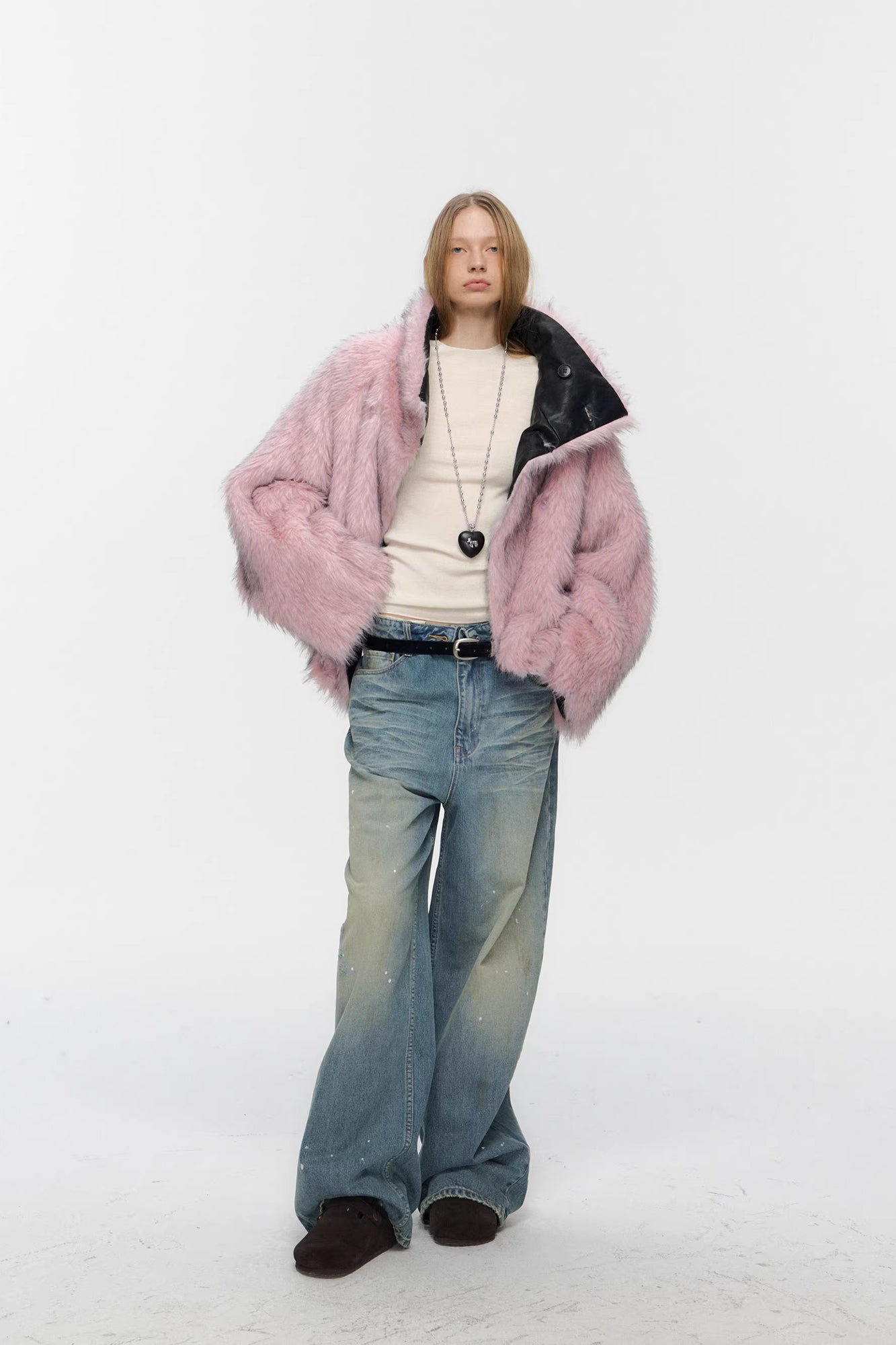 10AMSOTIIIIIIRED Reversible Faux-Leather & Faux-Fur Biker Jacket