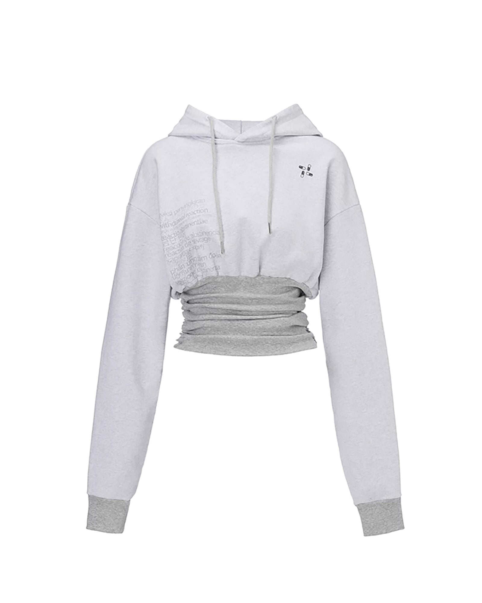 EMOHA Pleated Tight Waist Cropped Hoodie