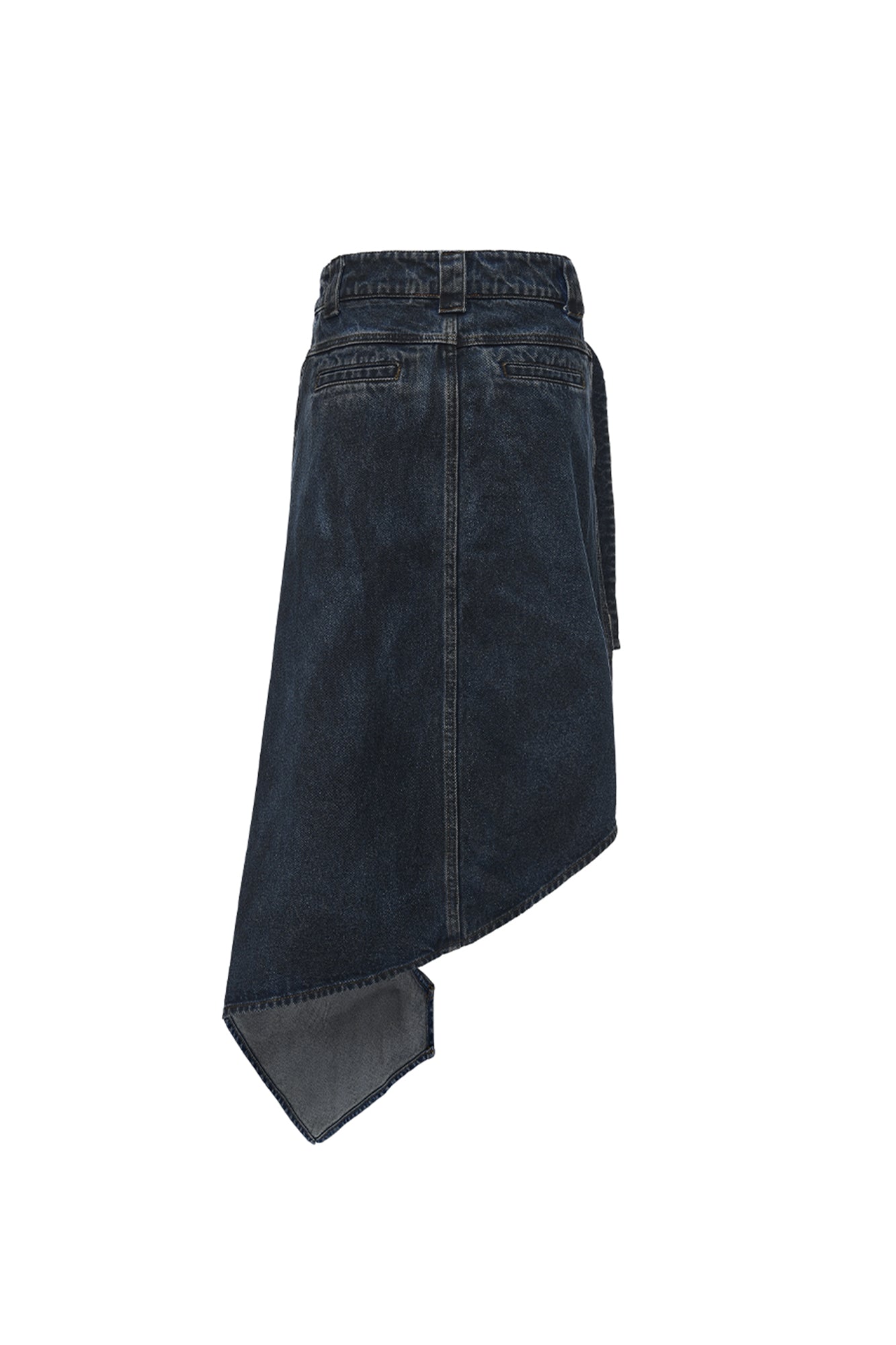 VANN VALRENCE Asym Cut-Out Deconstructed Denim Skirt