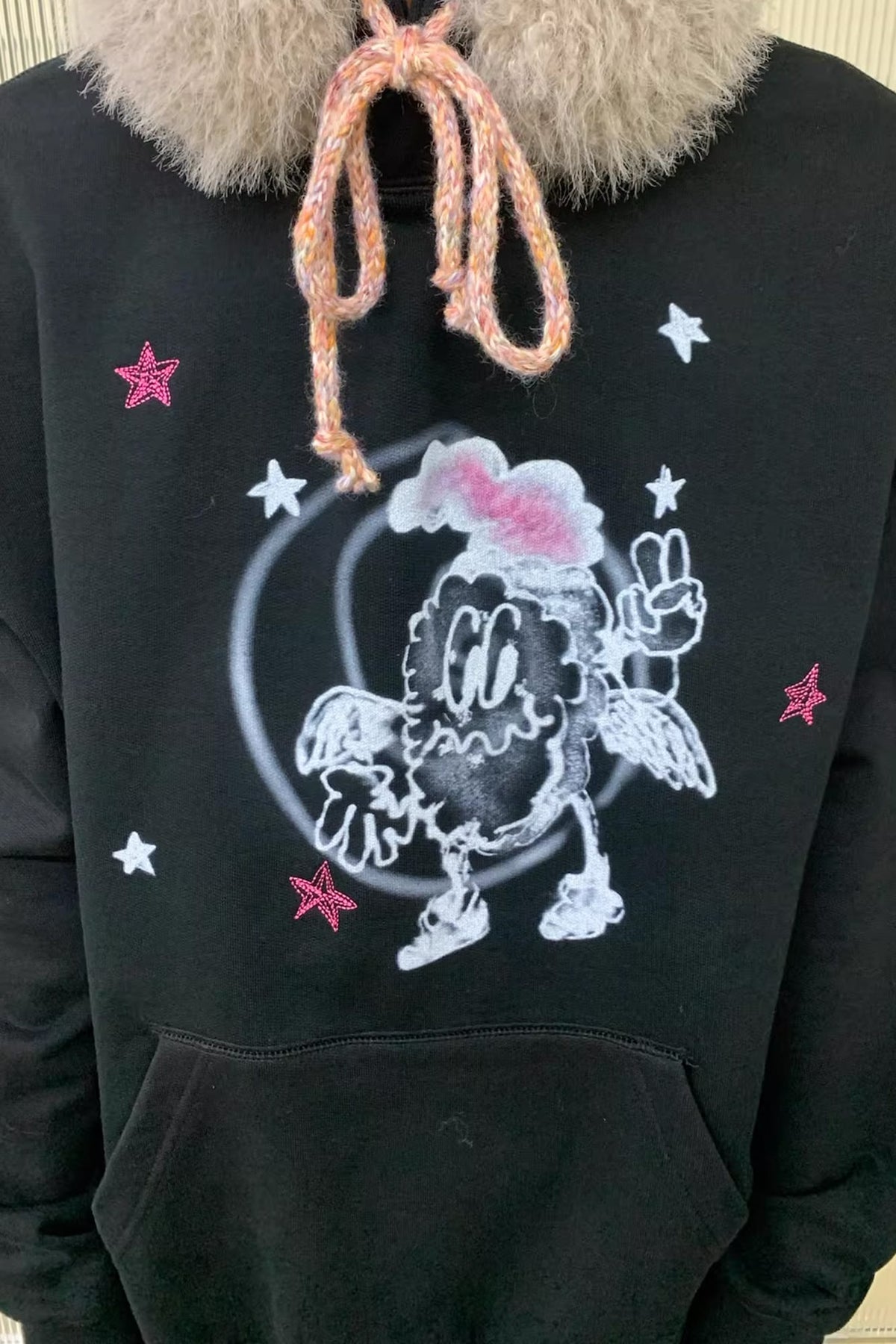 NEVERSEEZ Angel Star Cartoon Graphic Hoodie