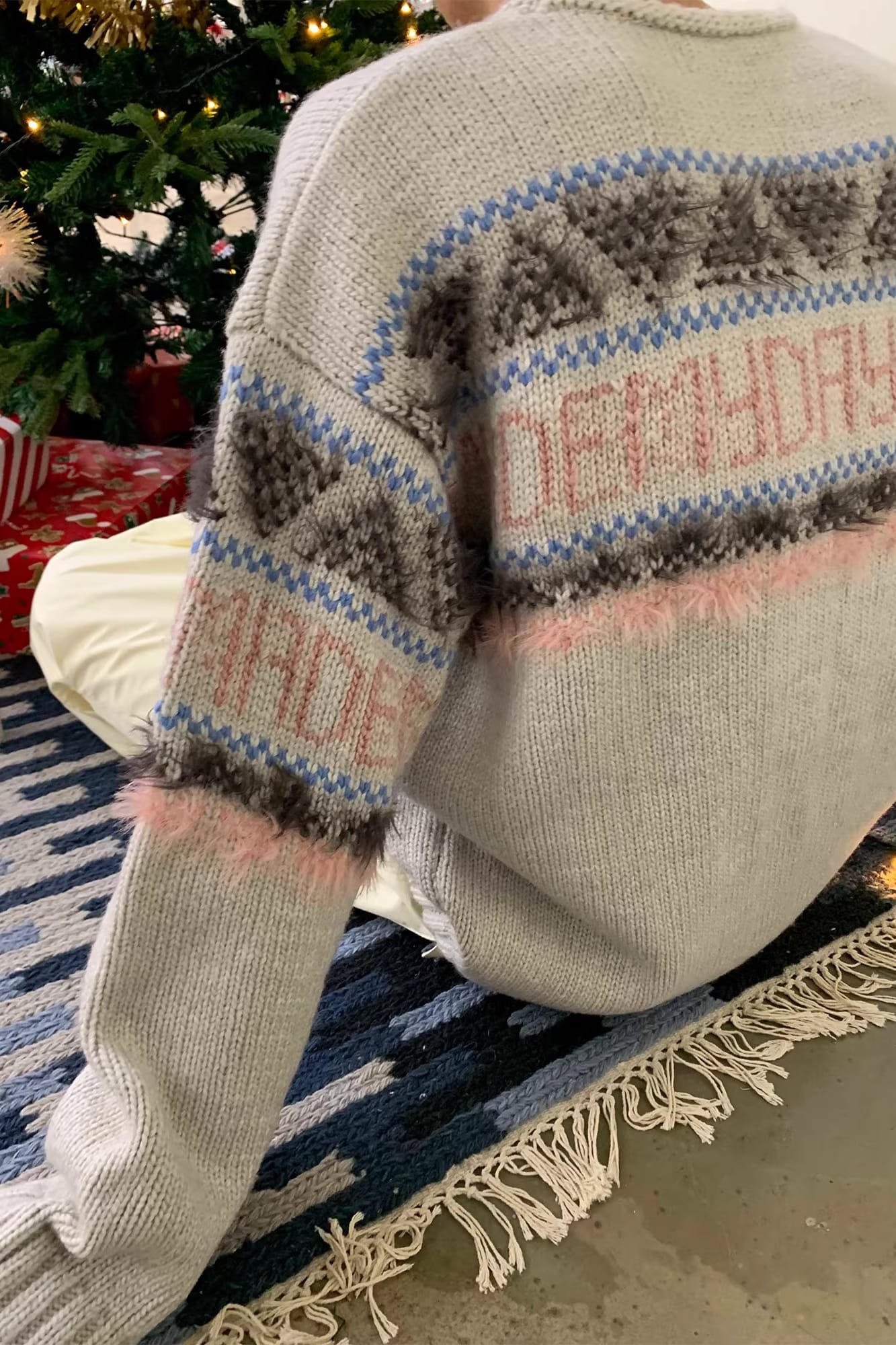 NEVERSEEZ Retro Eyelash-Stripe Sweater