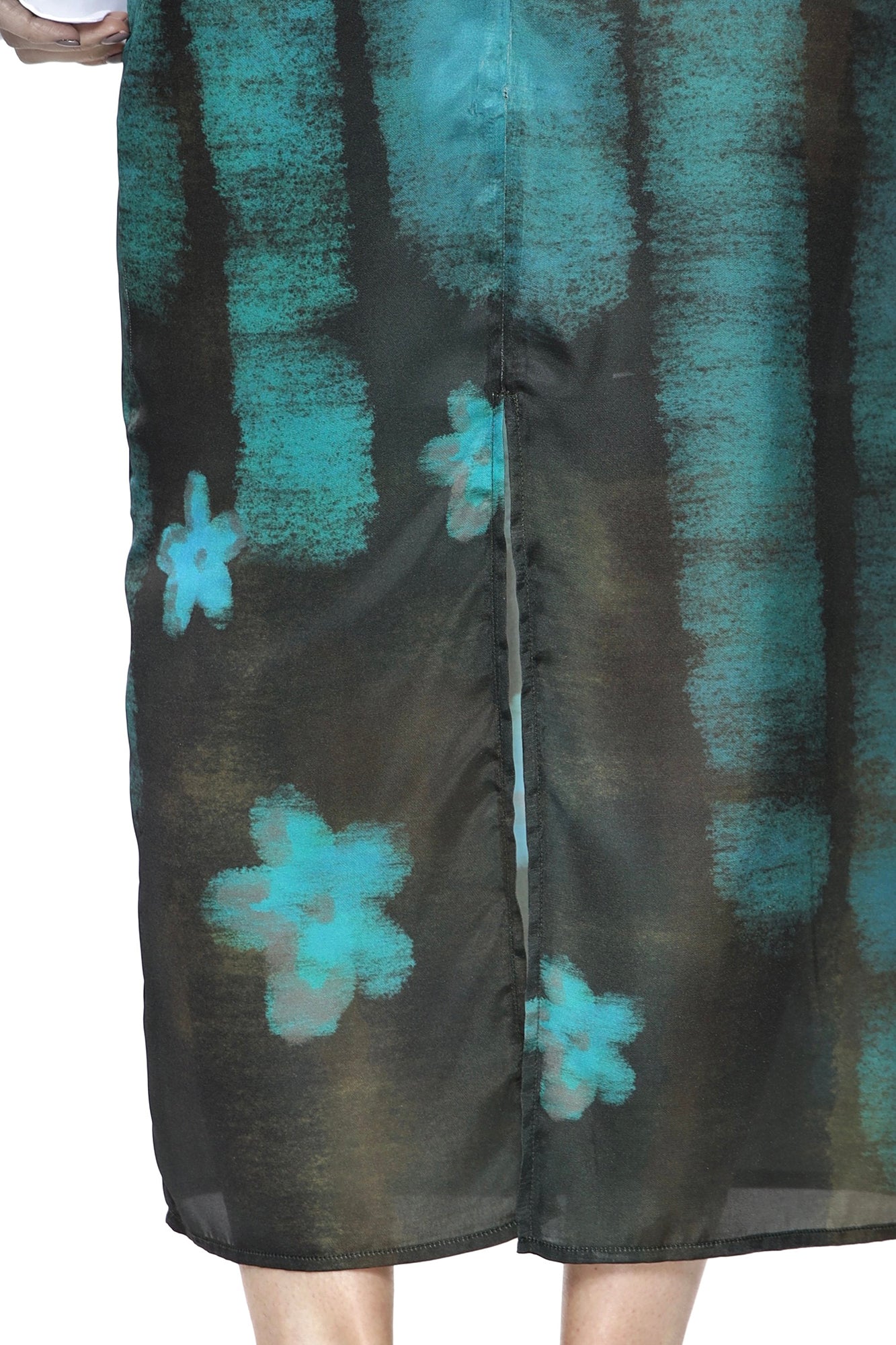 SCARLET SAGE Gradient Full-Print Satin Midi Skirt