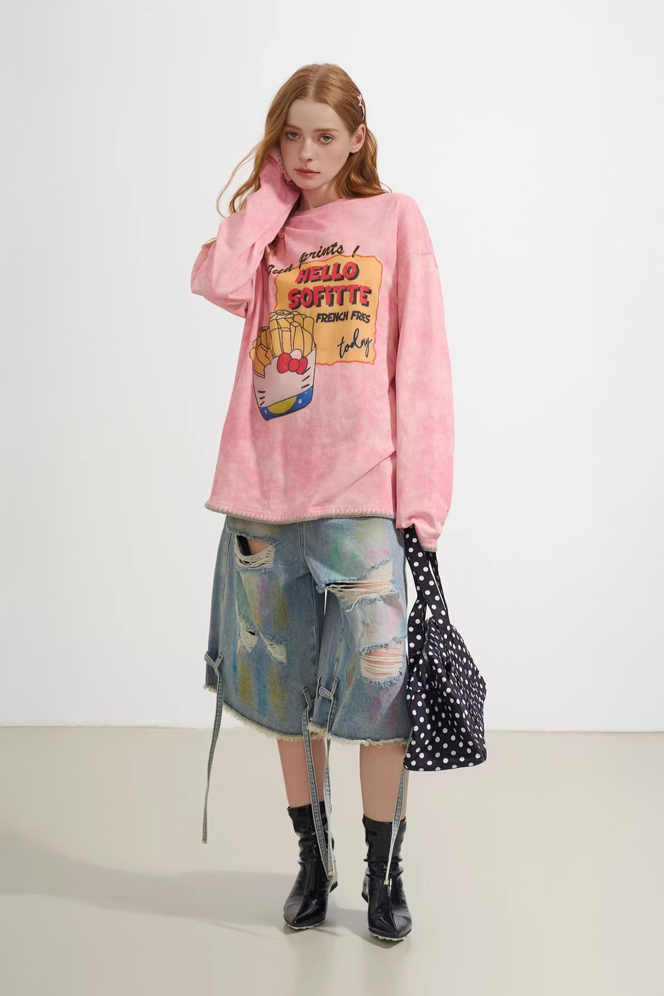 SOFITTE Distressed Fries Graphic Long-Sleeve Tee