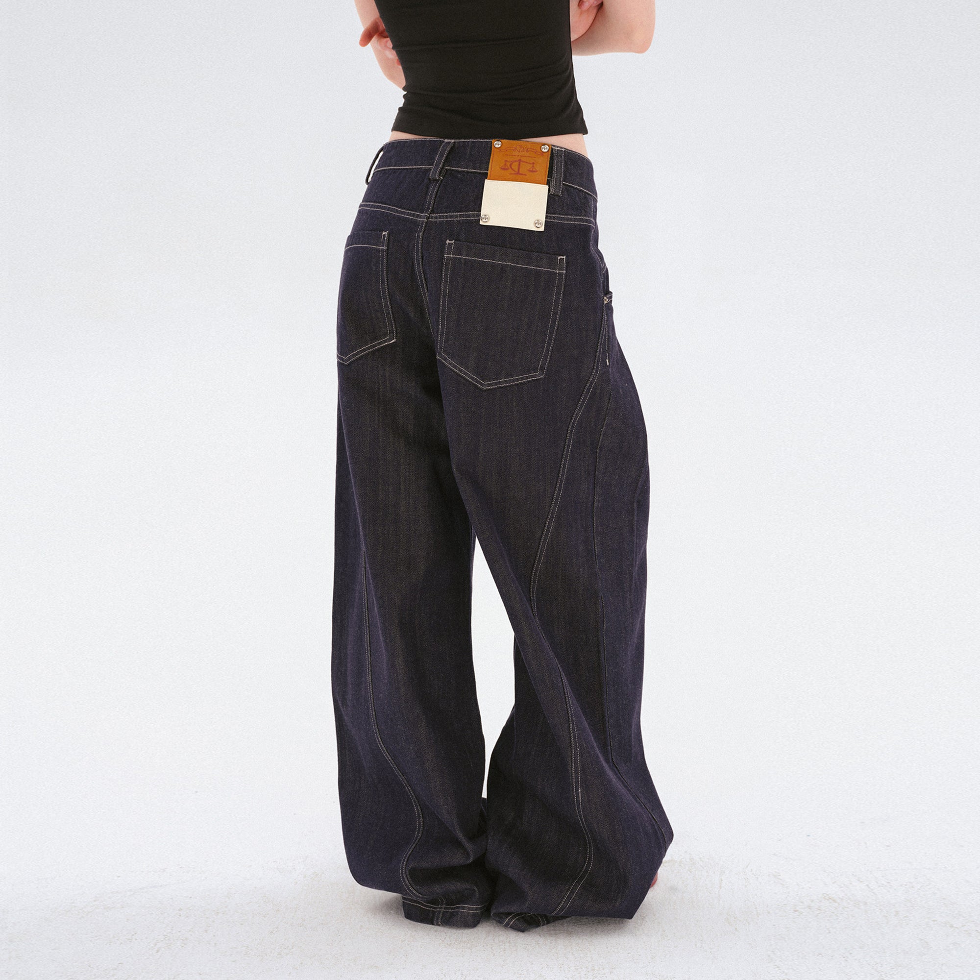COSTUSTOOT Button-Fly Pleated Wide-Leg Jeans