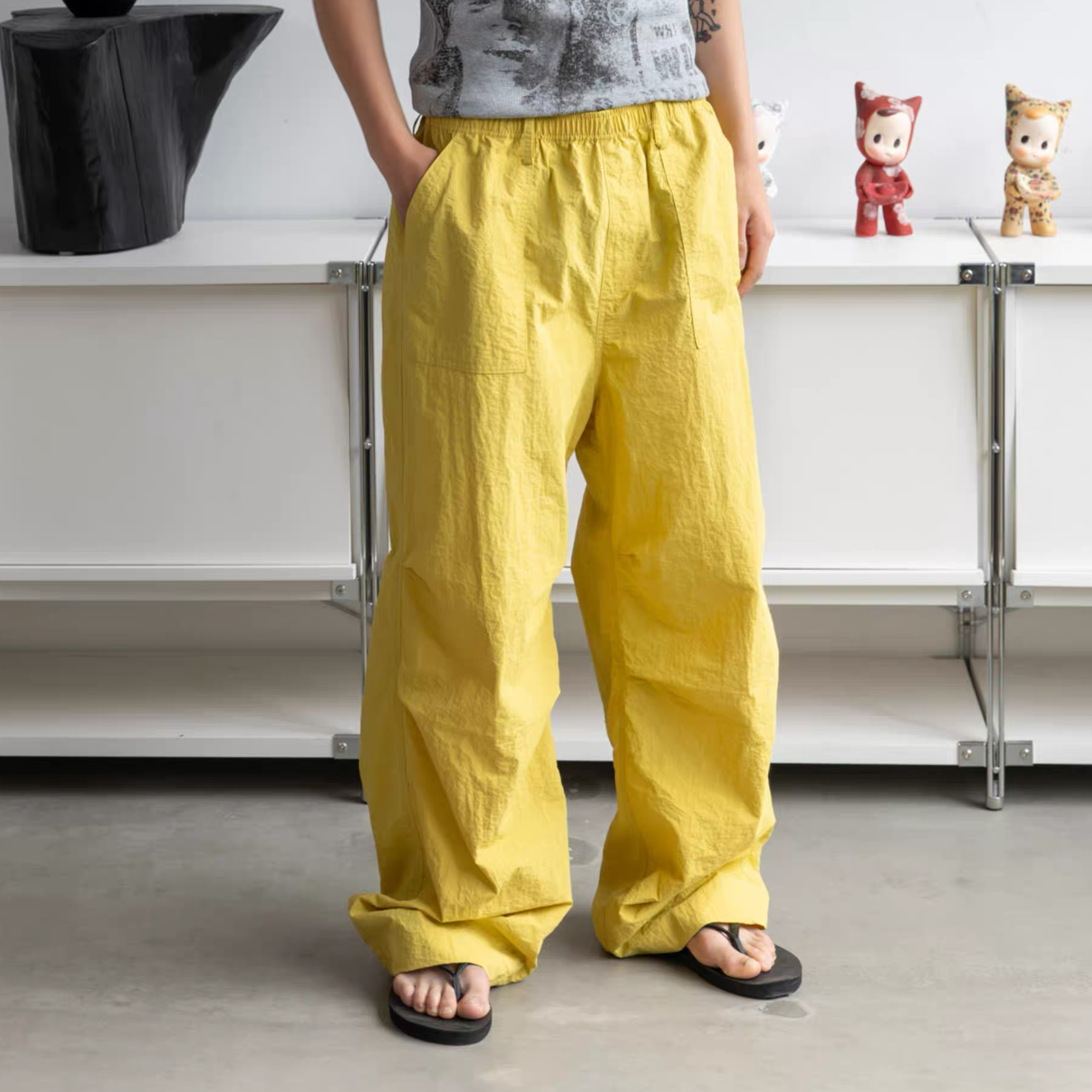 NIANJIUYIKOUER Nylon Paratrooper Straight-Leg Pants, premium urban and streetwear designers apparel on PROJECTISR.com, NIANJIUYIKOUER