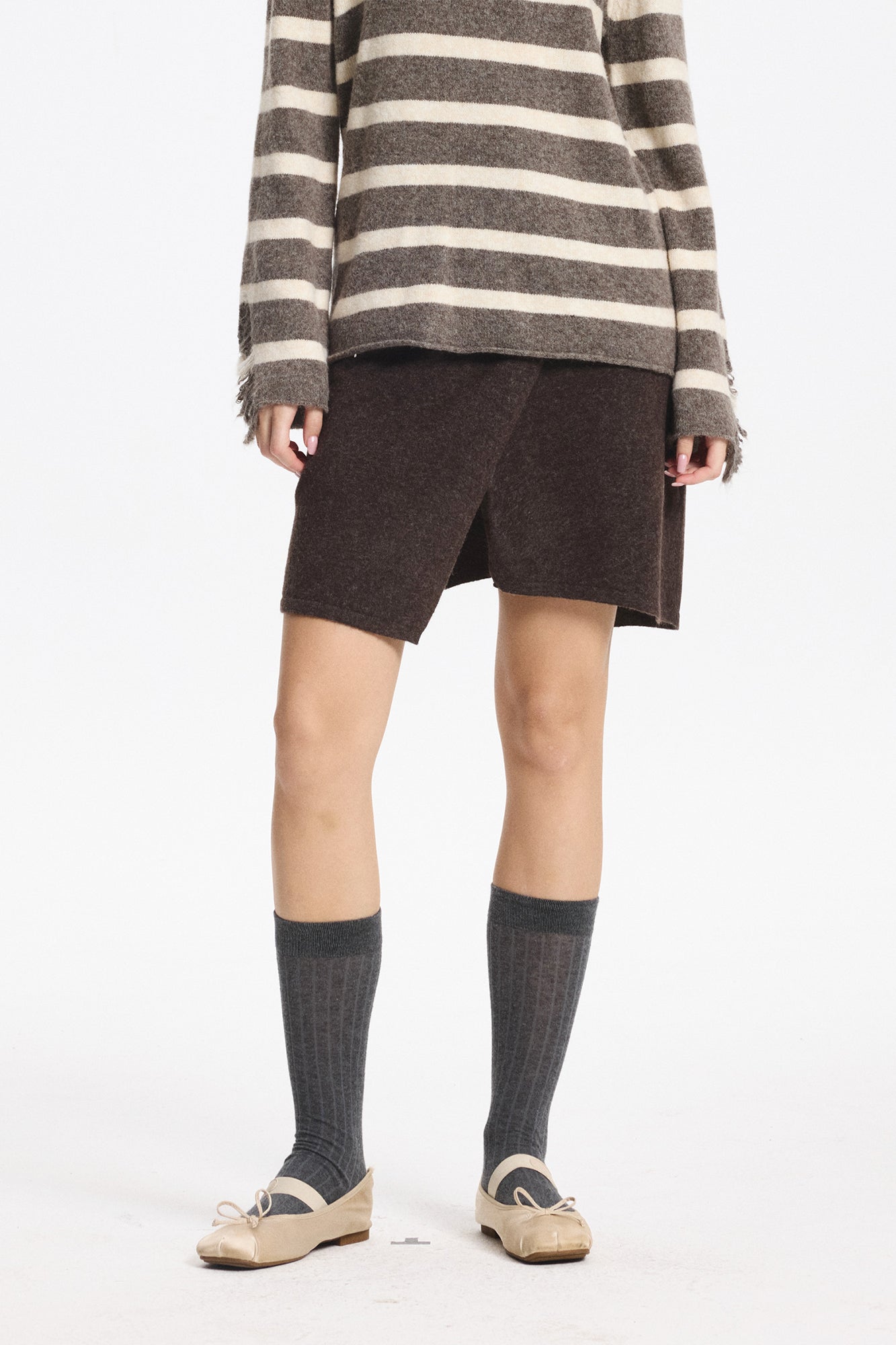 LEONSENSE Asymmetrical Wool-Blend Wrap Skirt