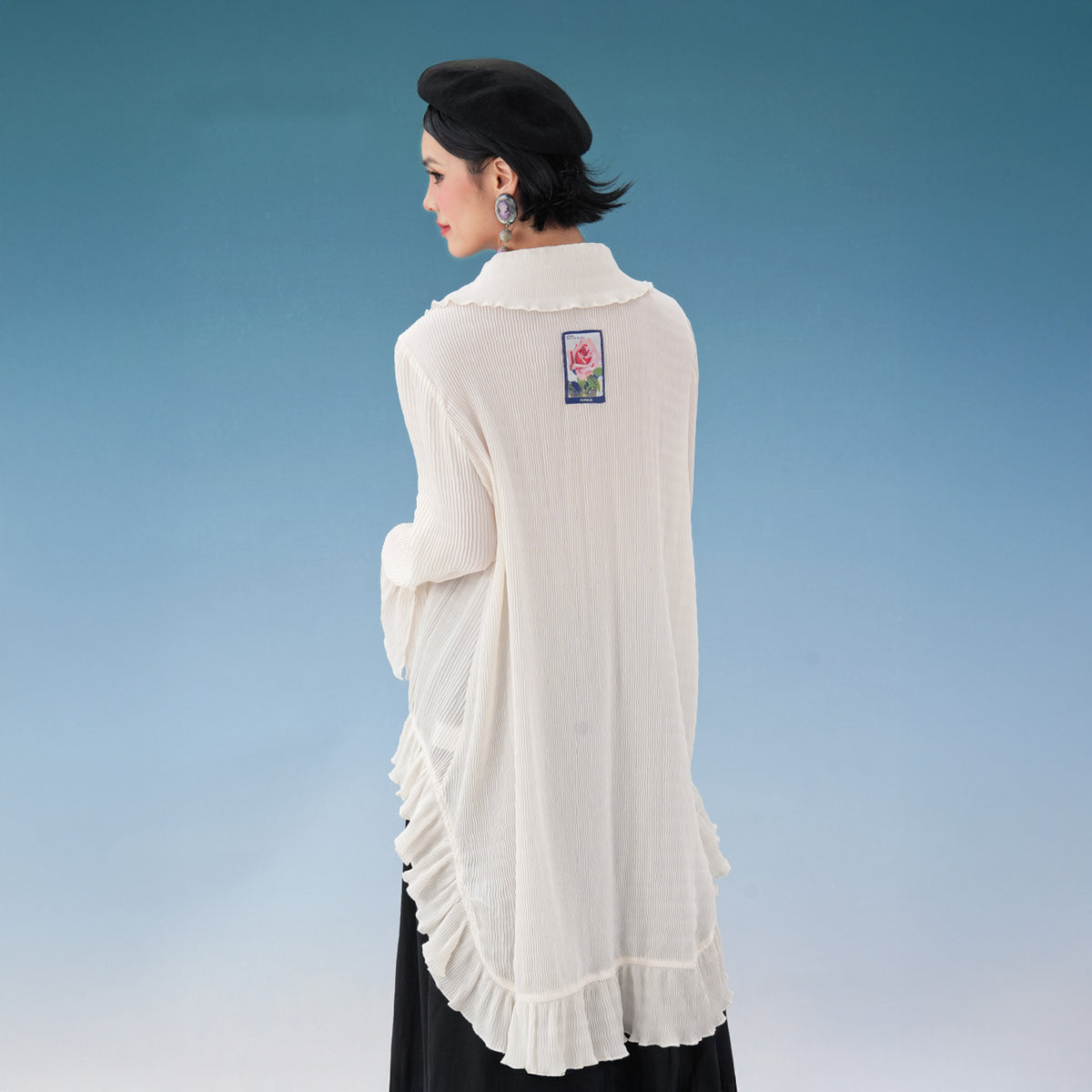 NOPMOB Crinkled Ruffle-Trim Shirt