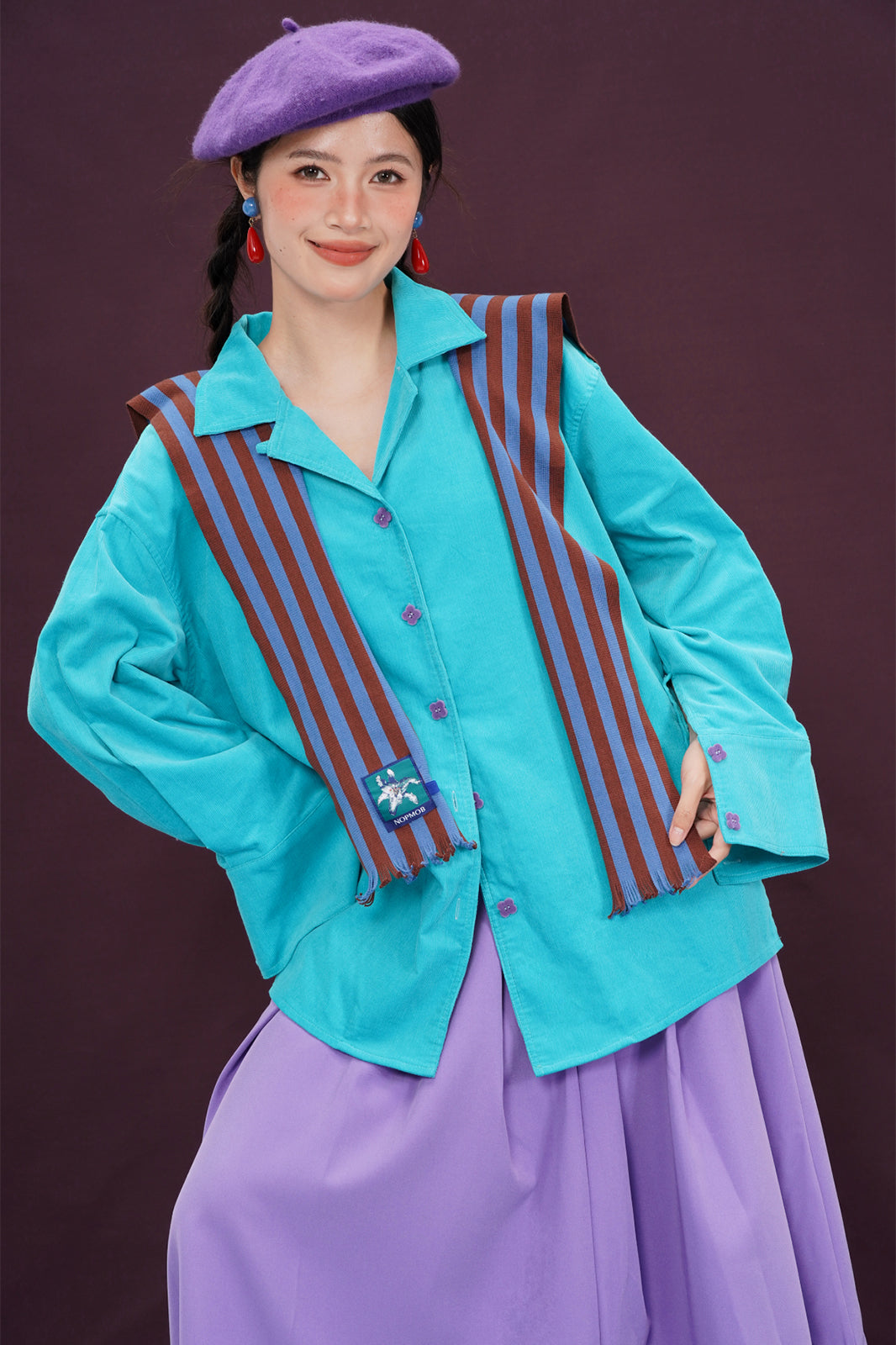 NOPMOB Retro Boho Corduroy Wide-Fit Shirt