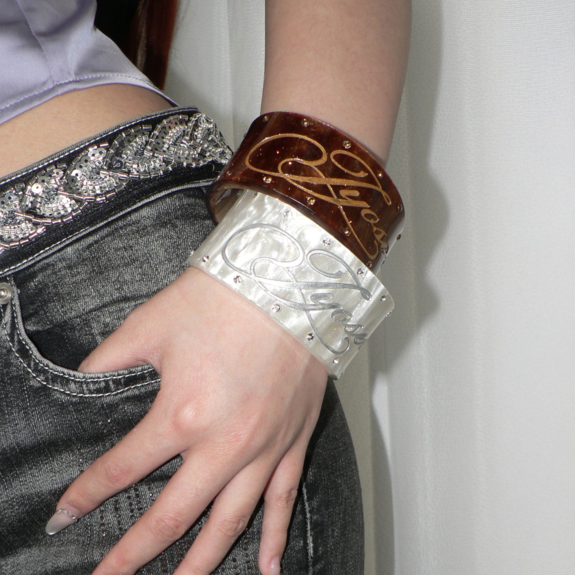 JYOSEI Wide Script Cuff Bracelet