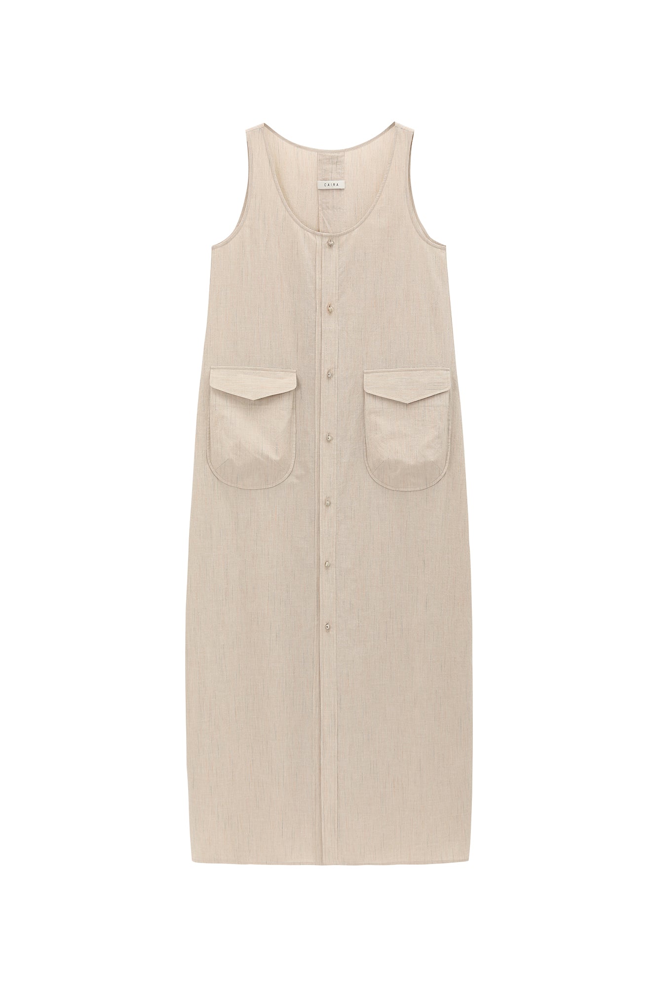 CAIRA Utility Pocket Button-Front Maxi Dress
