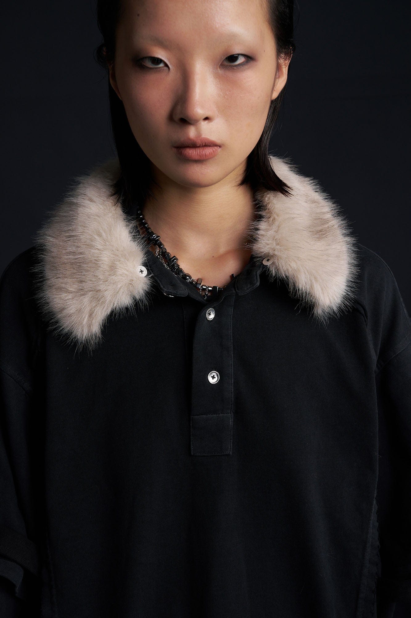 RECOVER ZONE Detachable Faux Fur Collar Long Sleeve Shirt, premium urban and streetwear designers apparel on PROJECTISR.com, RECOVER ZONE