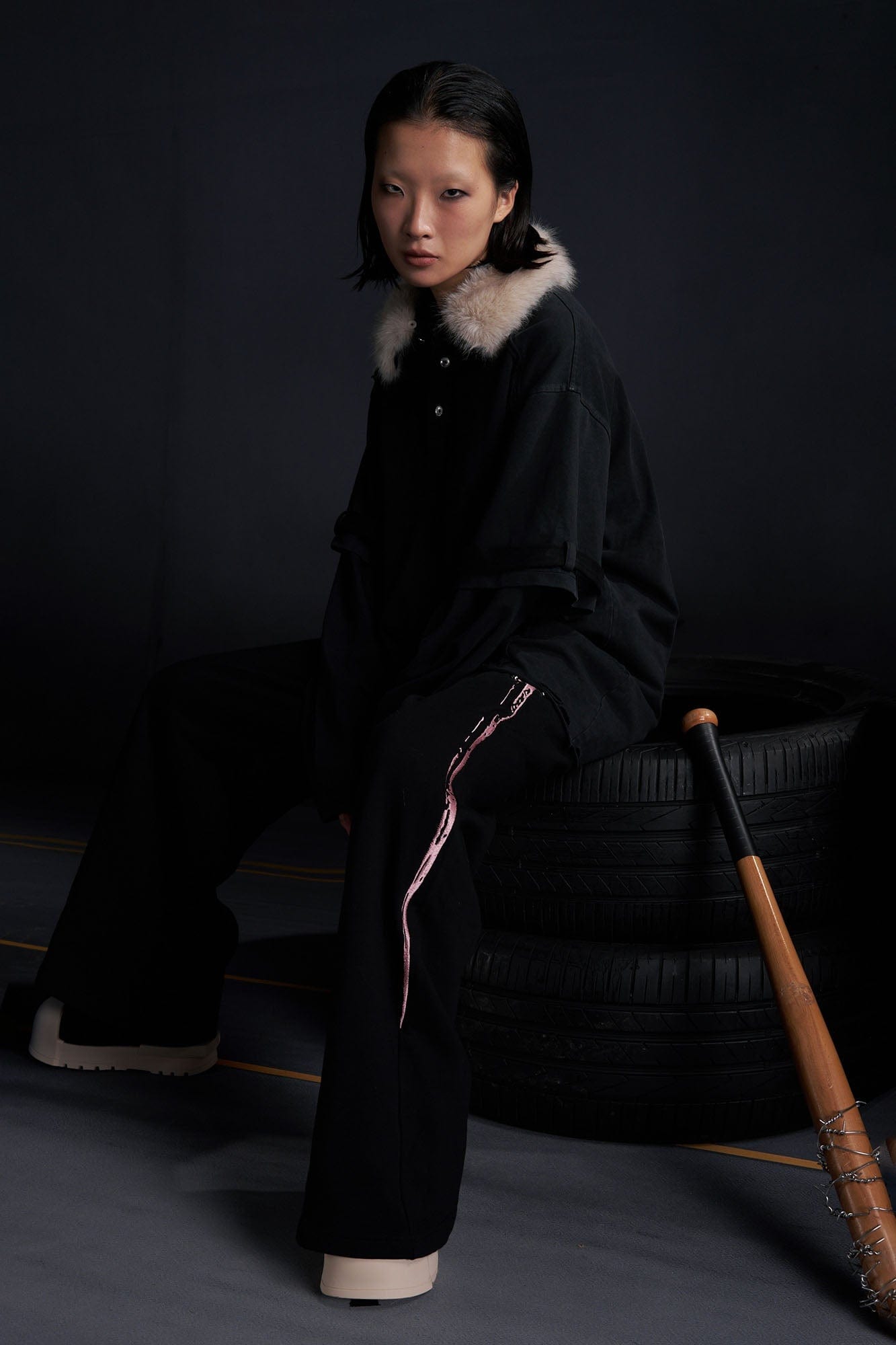 RECOVER ZONE Detachable Faux Fur Collar Long Sleeve Shirt, premium urban and streetwear designers apparel on PROJECTISR.com, RECOVER ZONE
