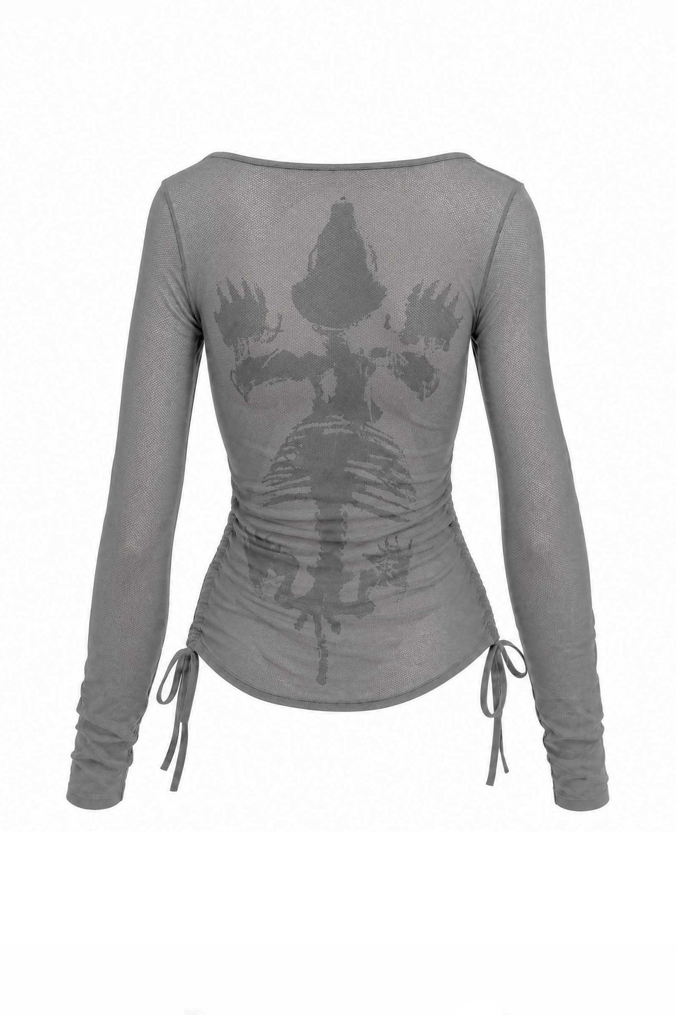 EMOHA Sheer Skull Graphic Long-Sleeve Tee