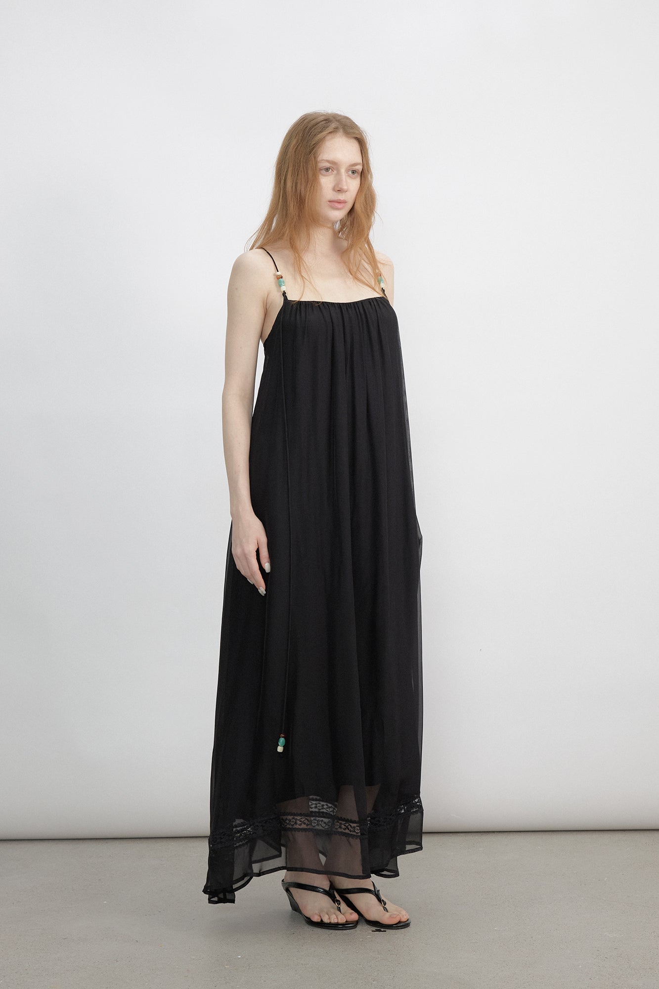 VERSION9 Beaded Strap Ruched Maxi Dress