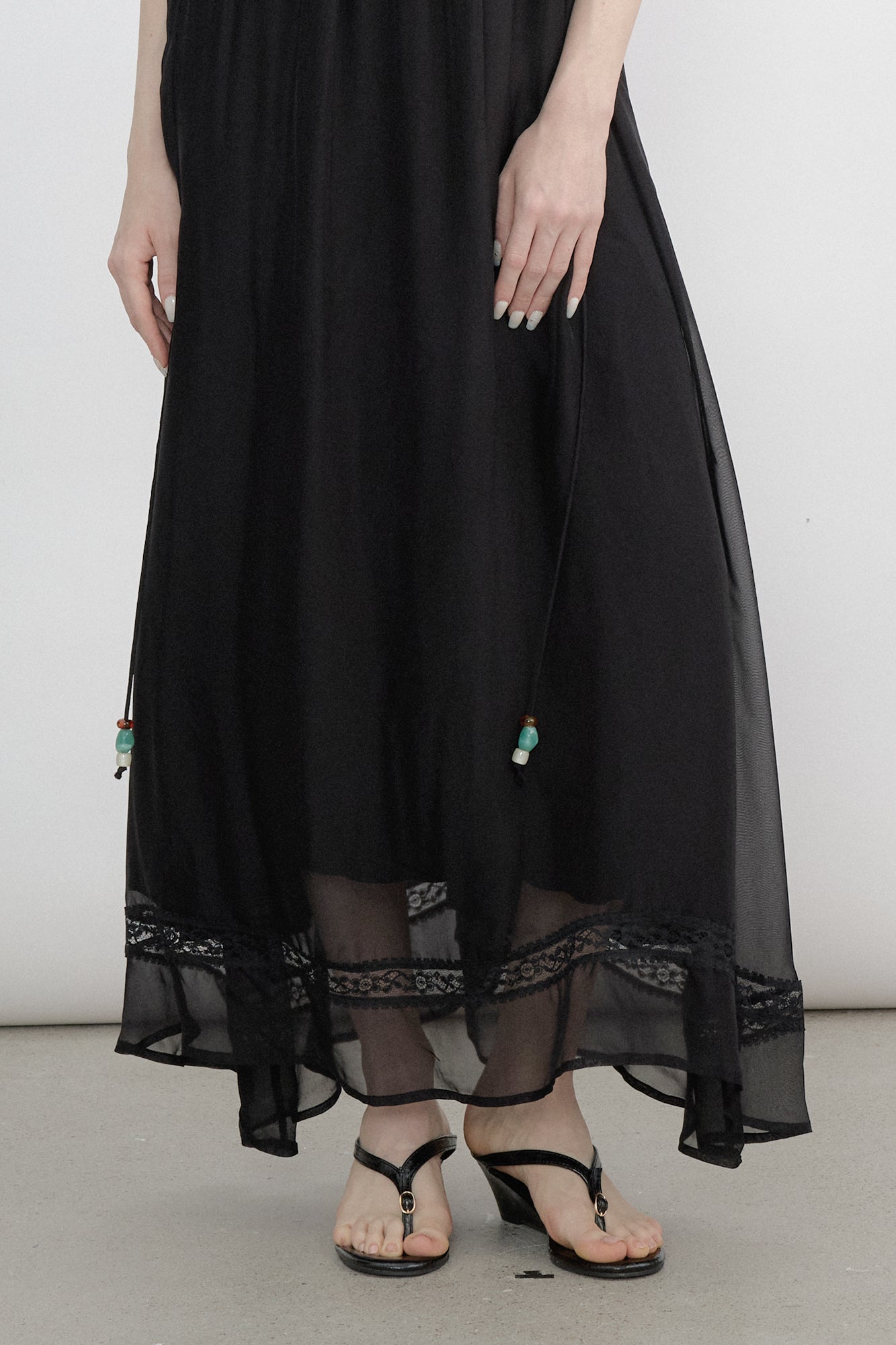 VERSION9 Beaded Strap Ruched Maxi Dress