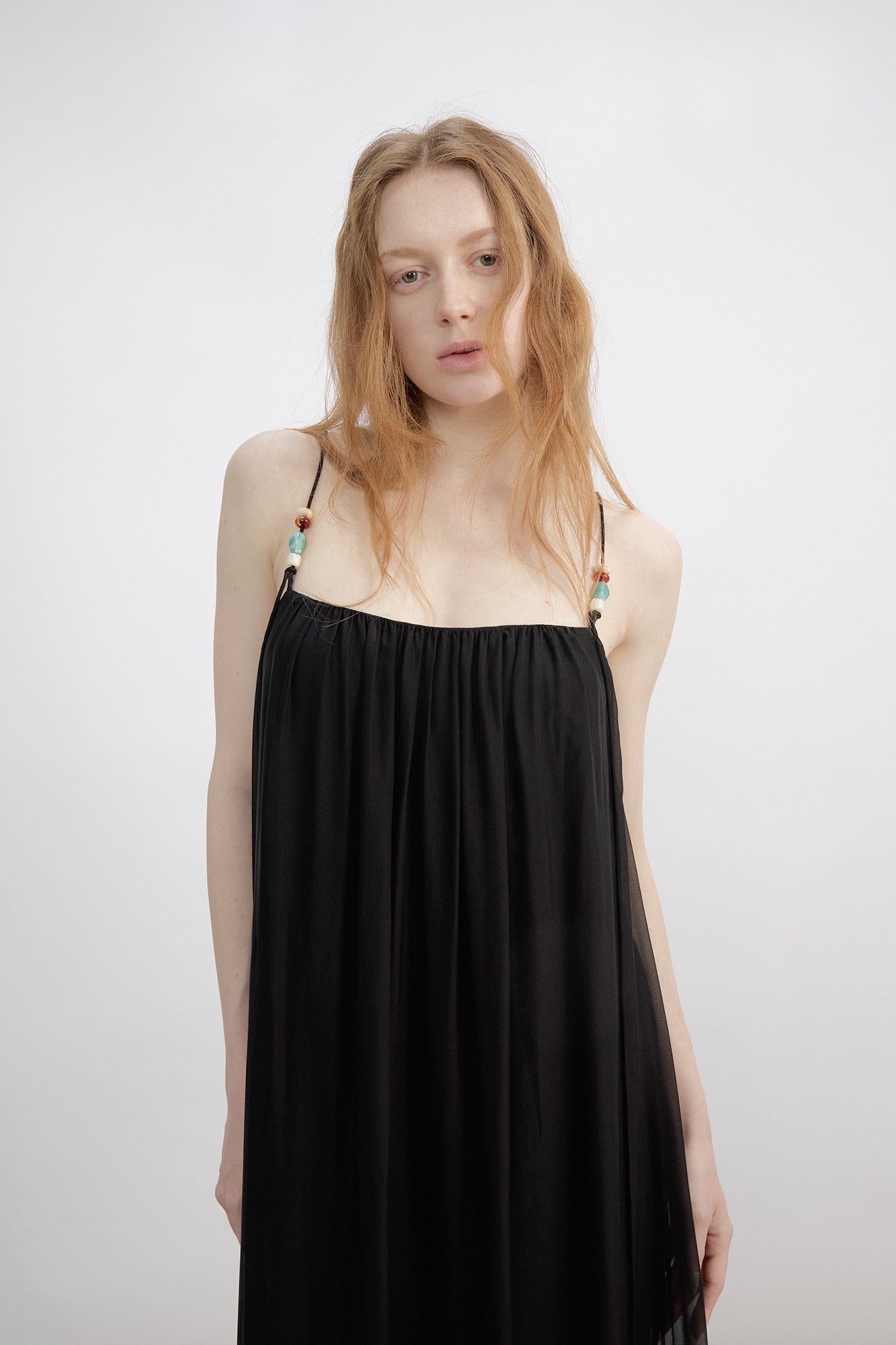 VERSION9 Beaded Strap Ruched Maxi Dress