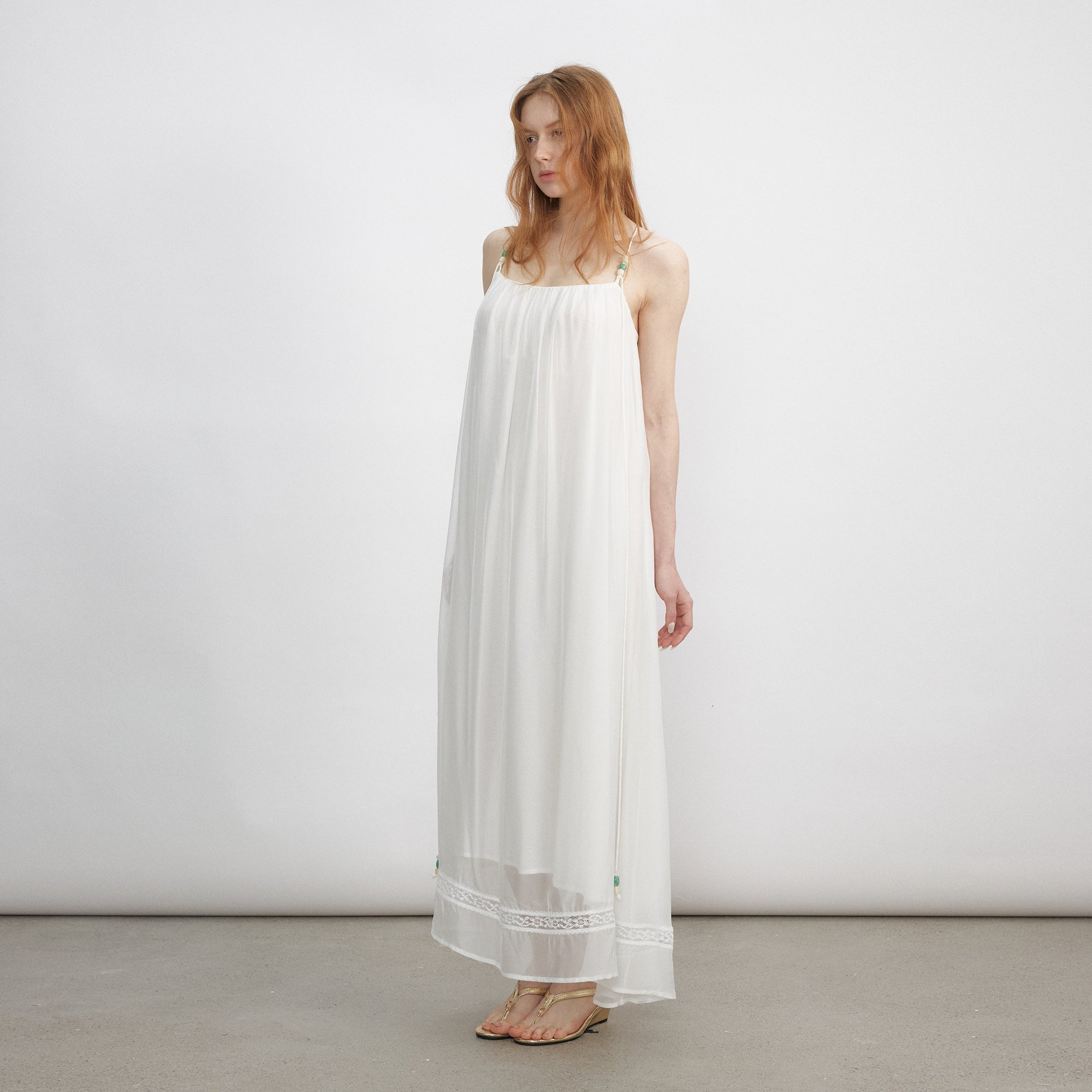 VERSION9 Beaded Strap Ruched Maxi Dress