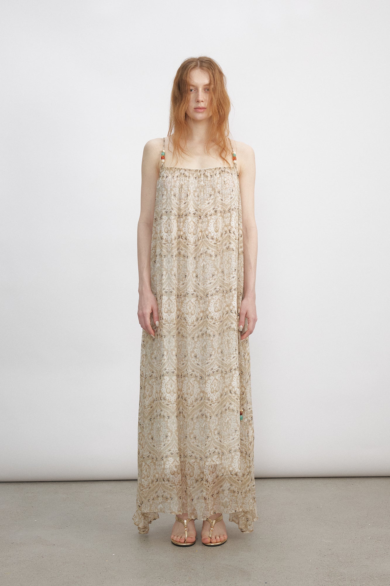 VERSION9 Beaded Strap Ruched Maxi Dress