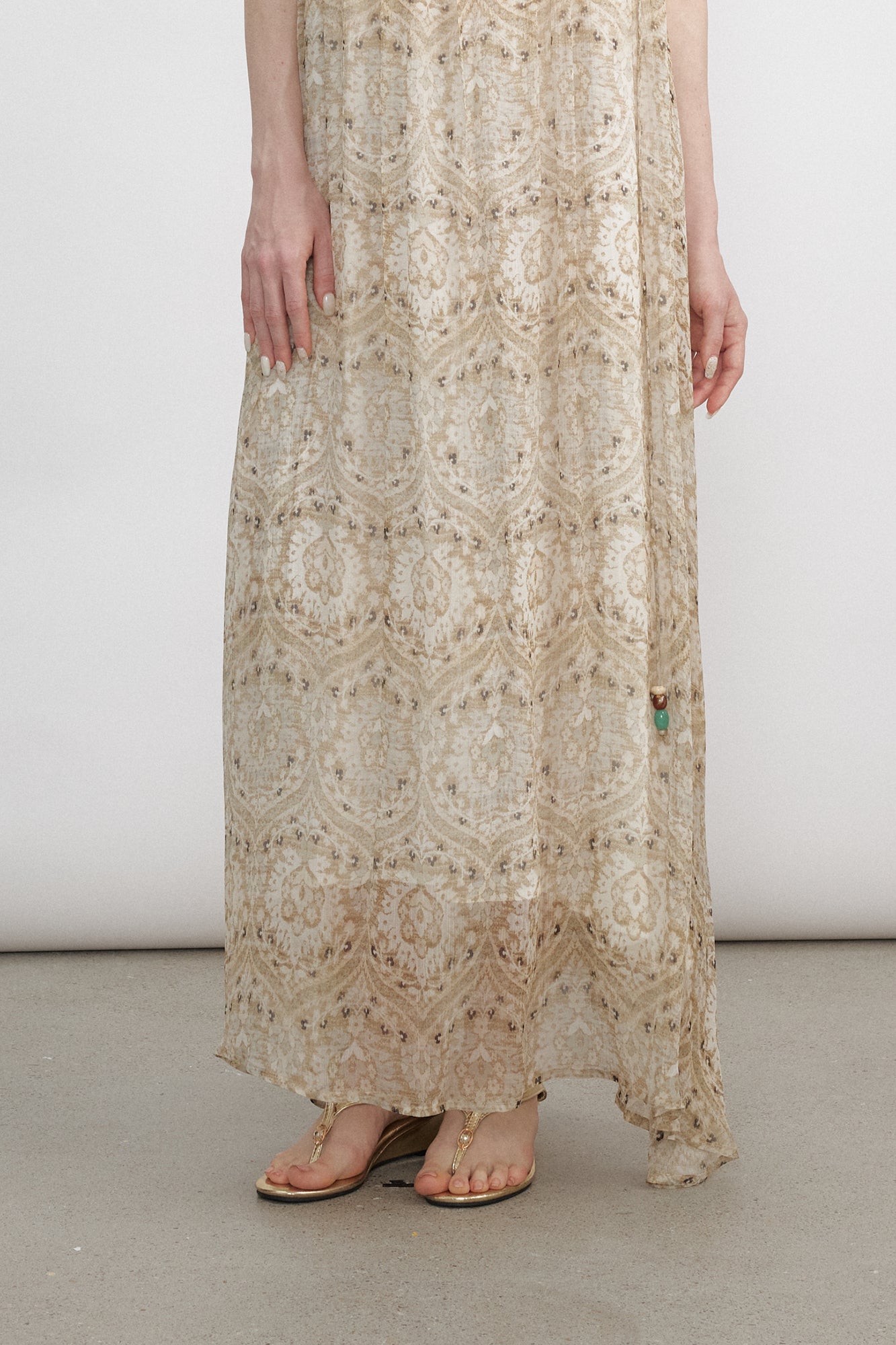 VERSION9 Beaded Strap Ruched Maxi Dress