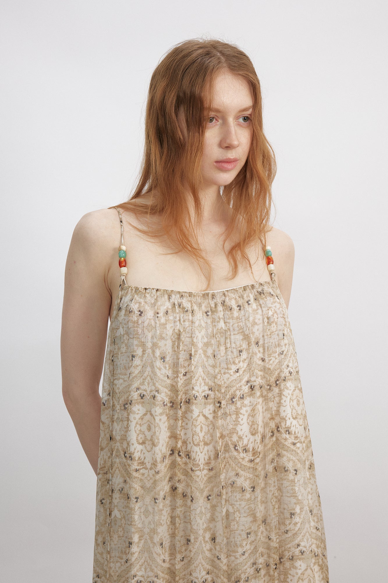 VERSION9 Beaded Strap Ruched Maxi Dress