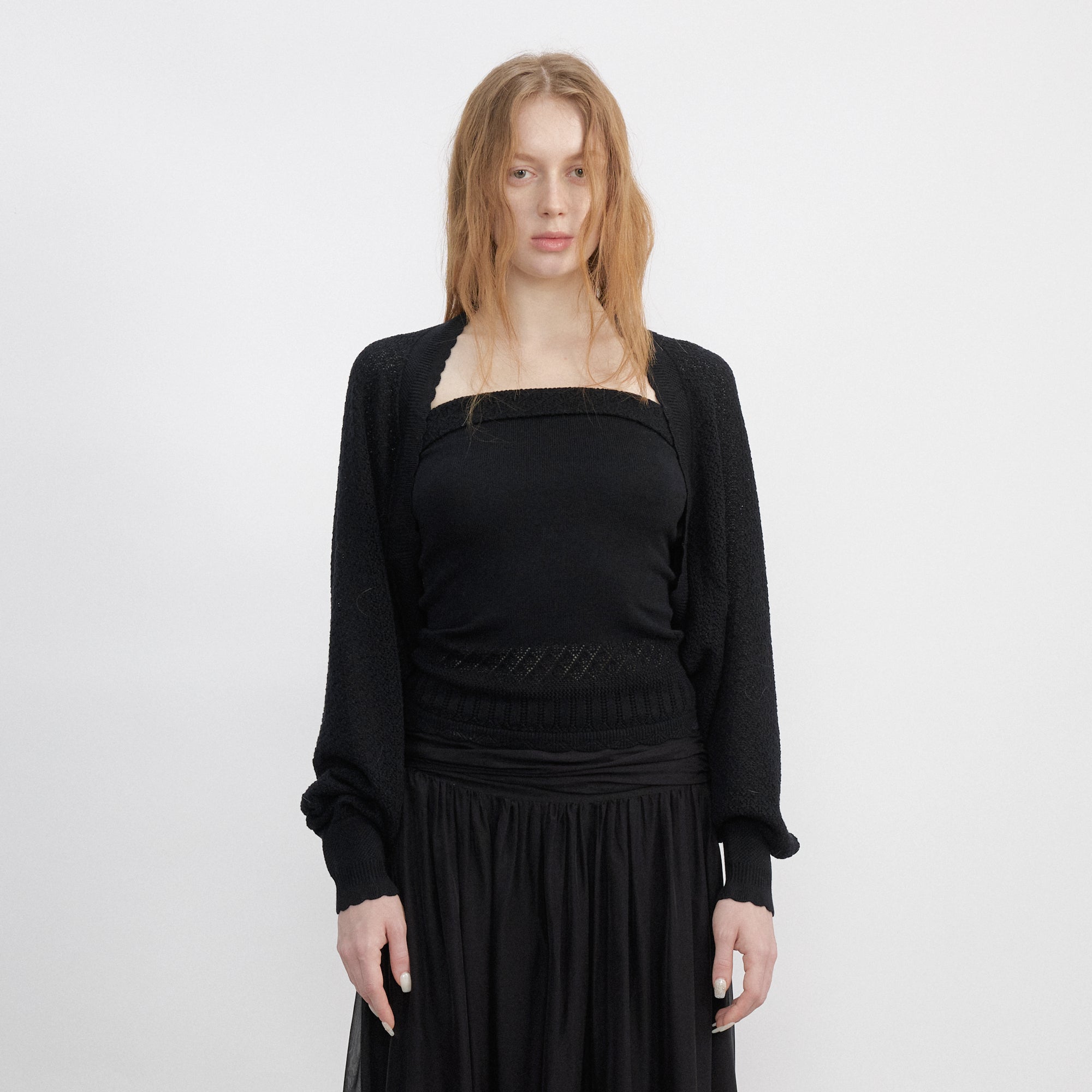 VERSION9 Pointelle Tube Top & Shrug Knit Set
