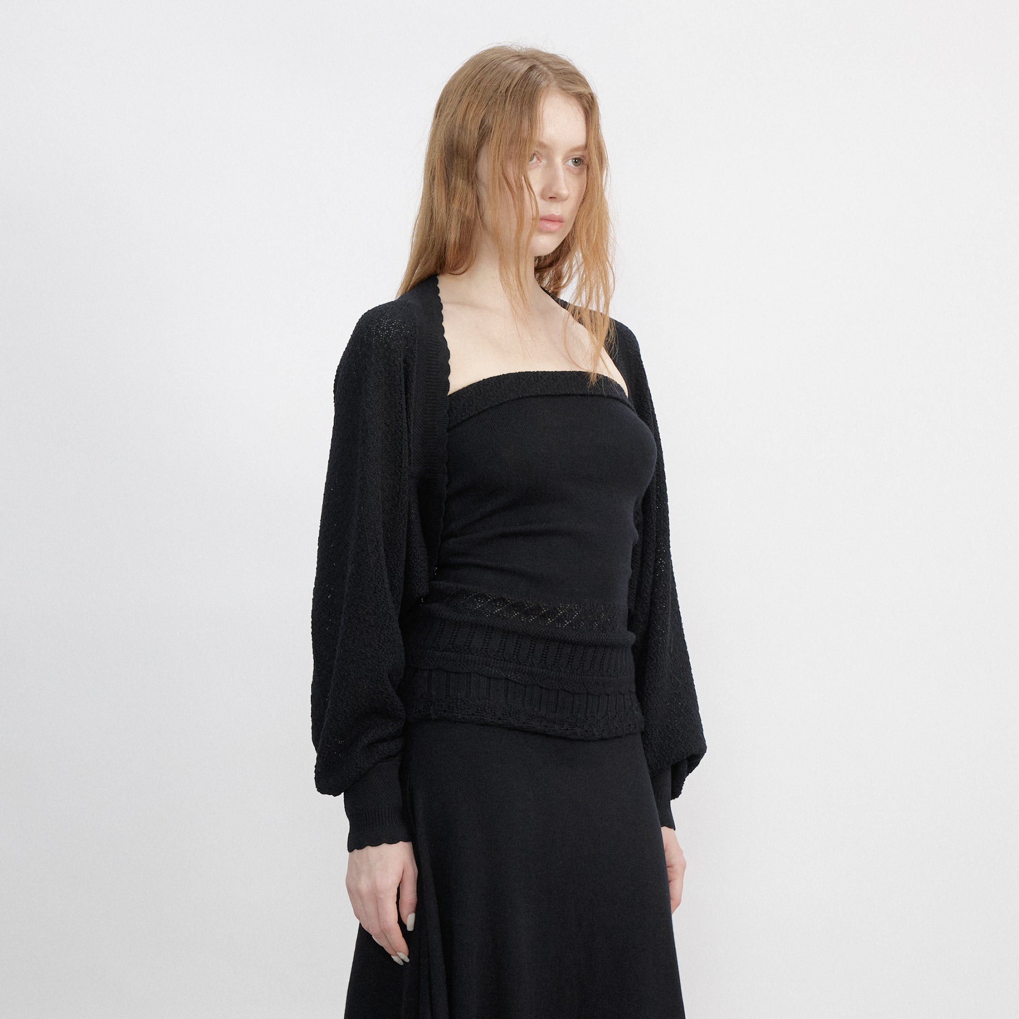 VERSION9 Pointelle Tube Top & Shrug Knit Set