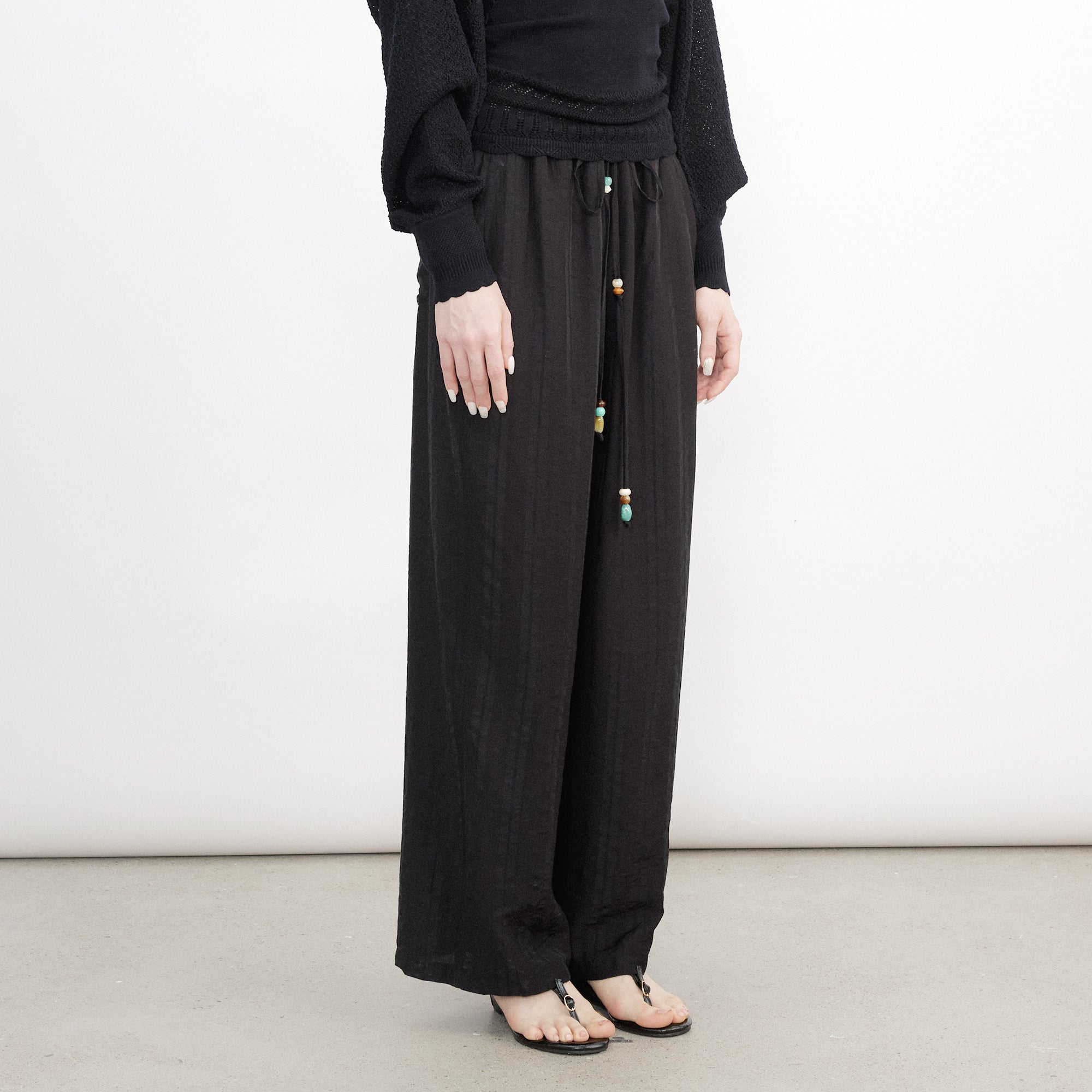 VERSION9 Beaded Drawstring Wide-Leg Pants