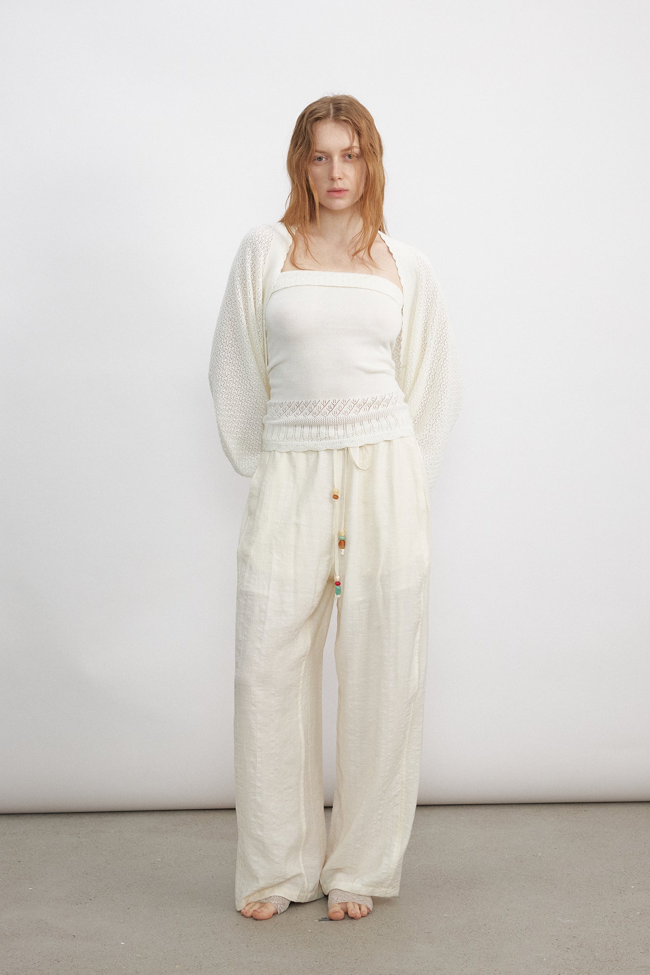 VERSION9 Beaded Drawstring Wide-Leg Pants