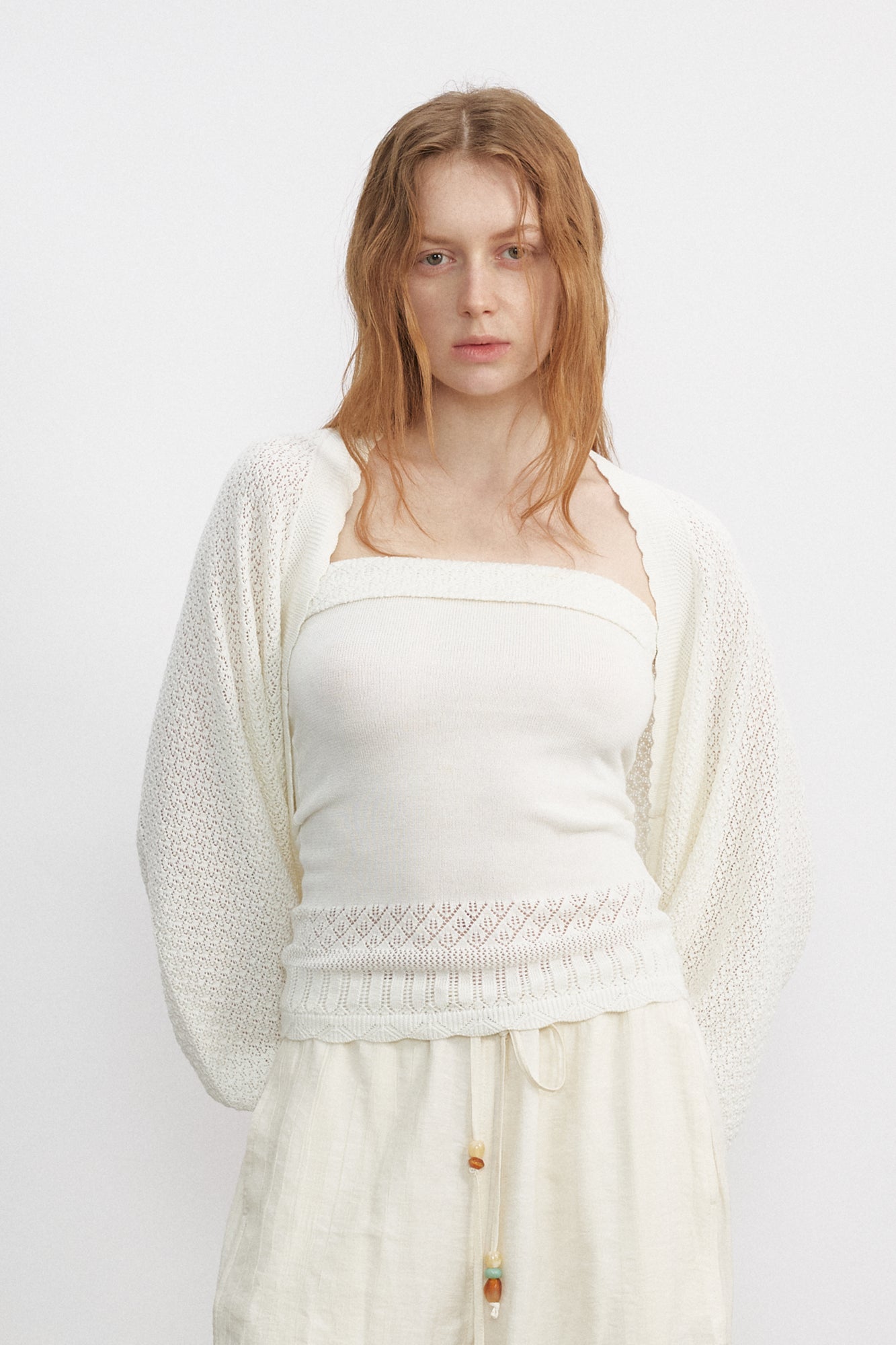 VERSION9 Pointelle Tube Top & Shrug Knit Set