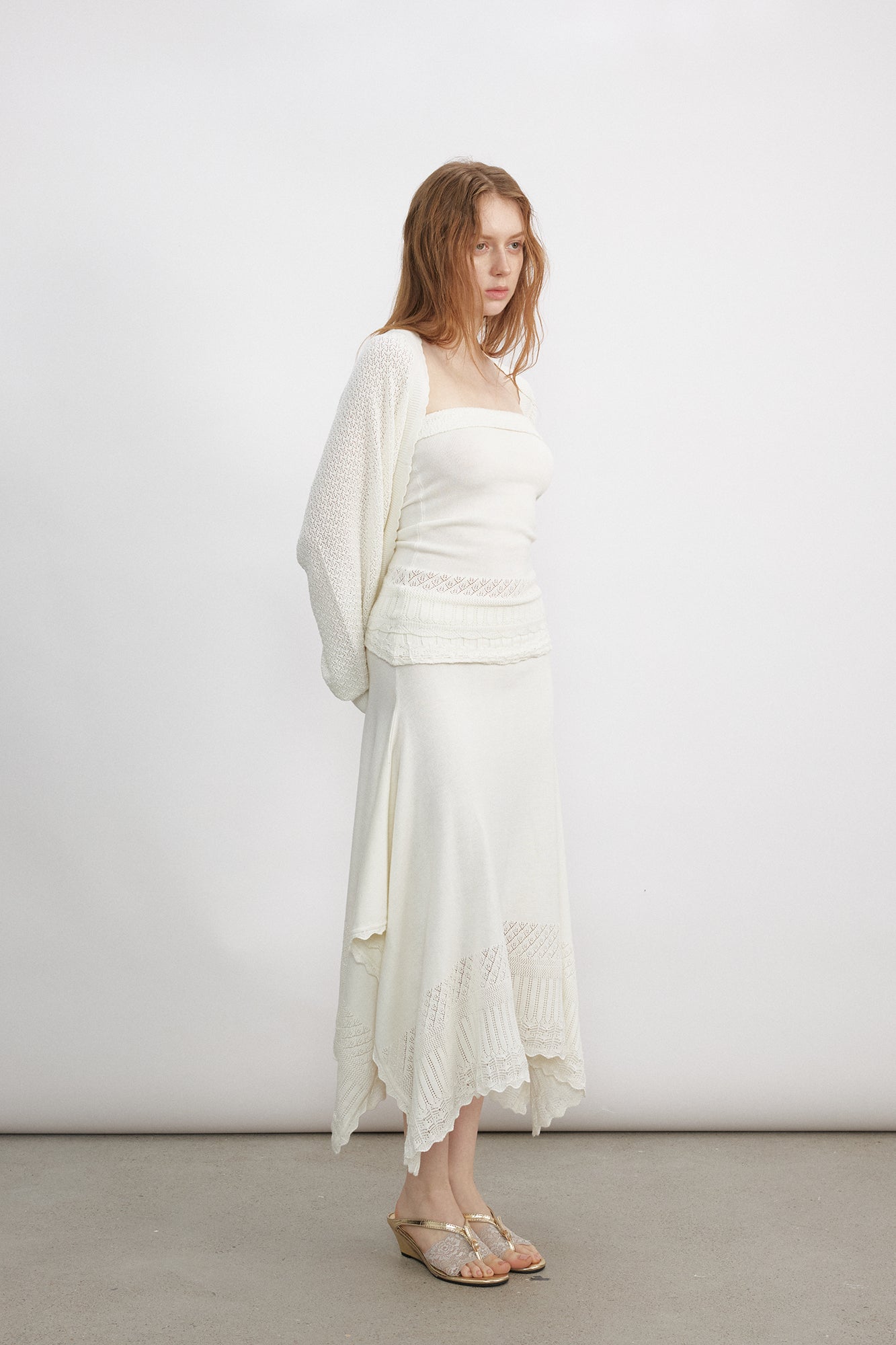 VERSION9 Pointelle Tube Top & Shrug Knit Set