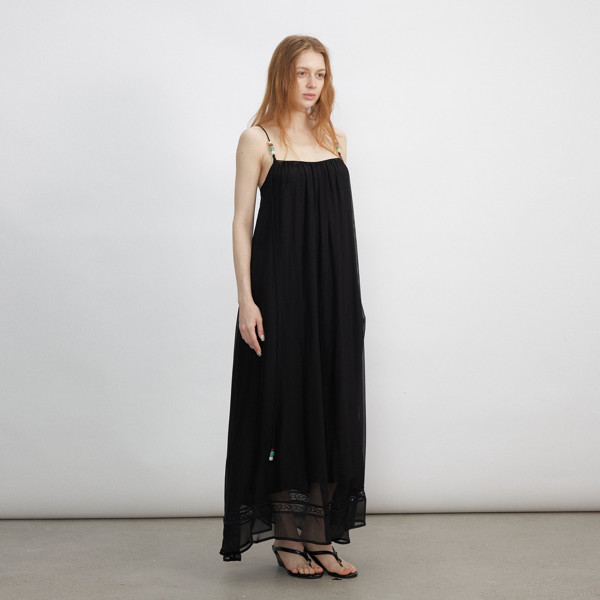 VERSION9 Beaded Strap Ruched Maxi Dress